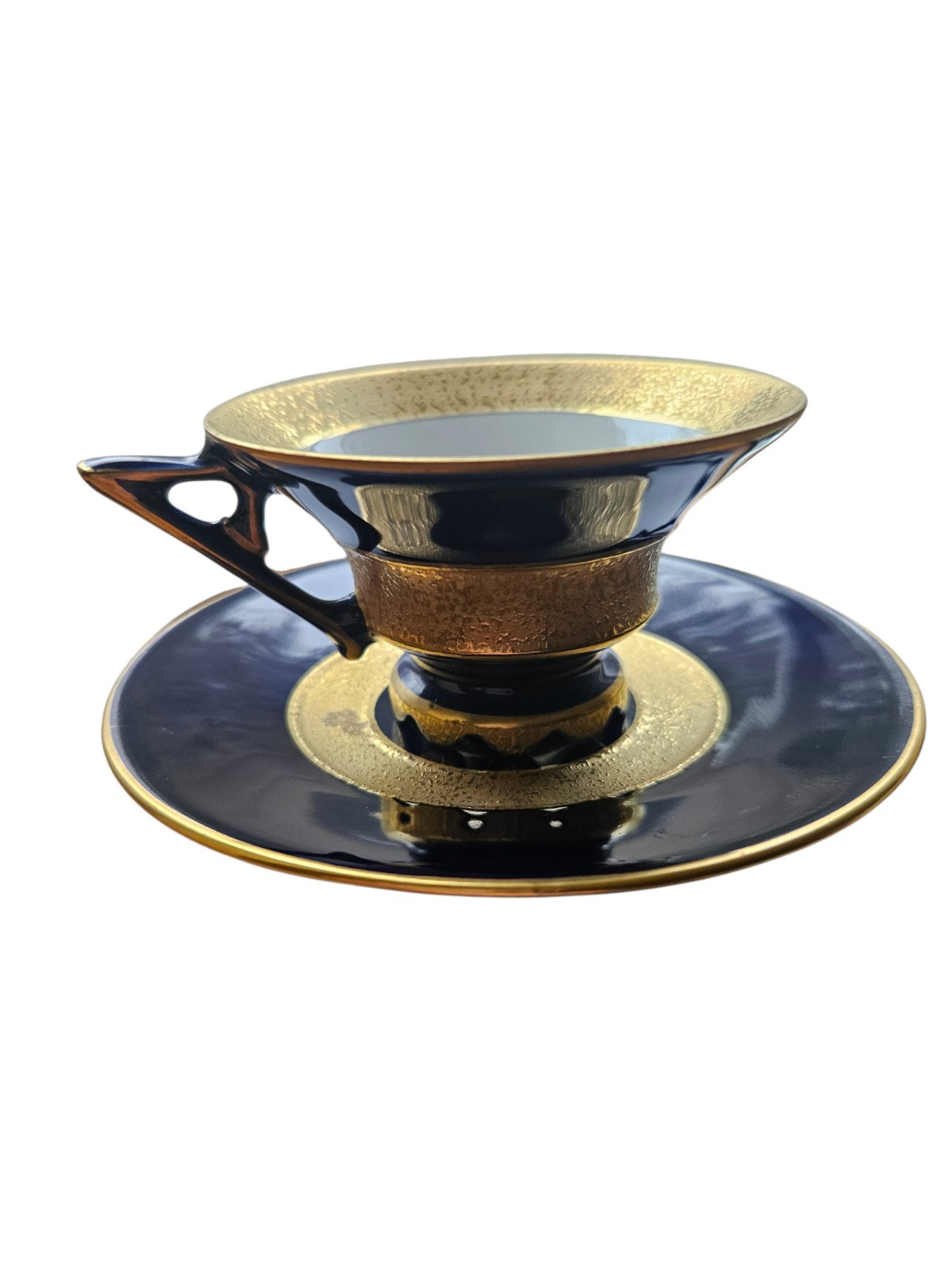 Jlmenau Graf Von Henneberg Echt Kobalt Germany Demitasse Tea Cup & Saucer READ