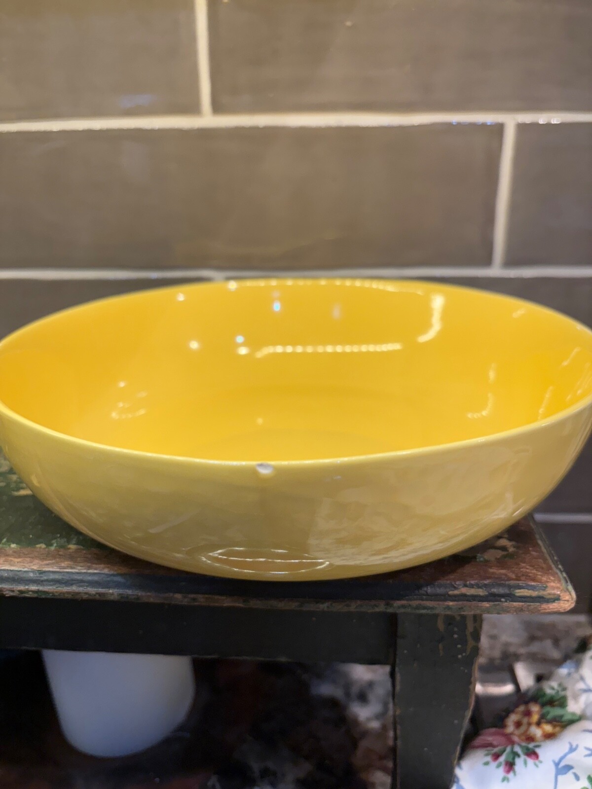 vtg mcm malibu modern bright yellow serving bowl by hollydale california