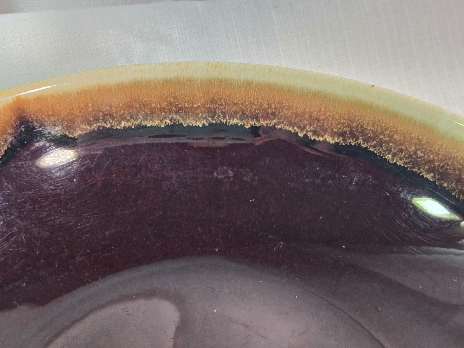 Vintage Gourmet Brown Drip Bowl Serving Dish Pottery Round 9″