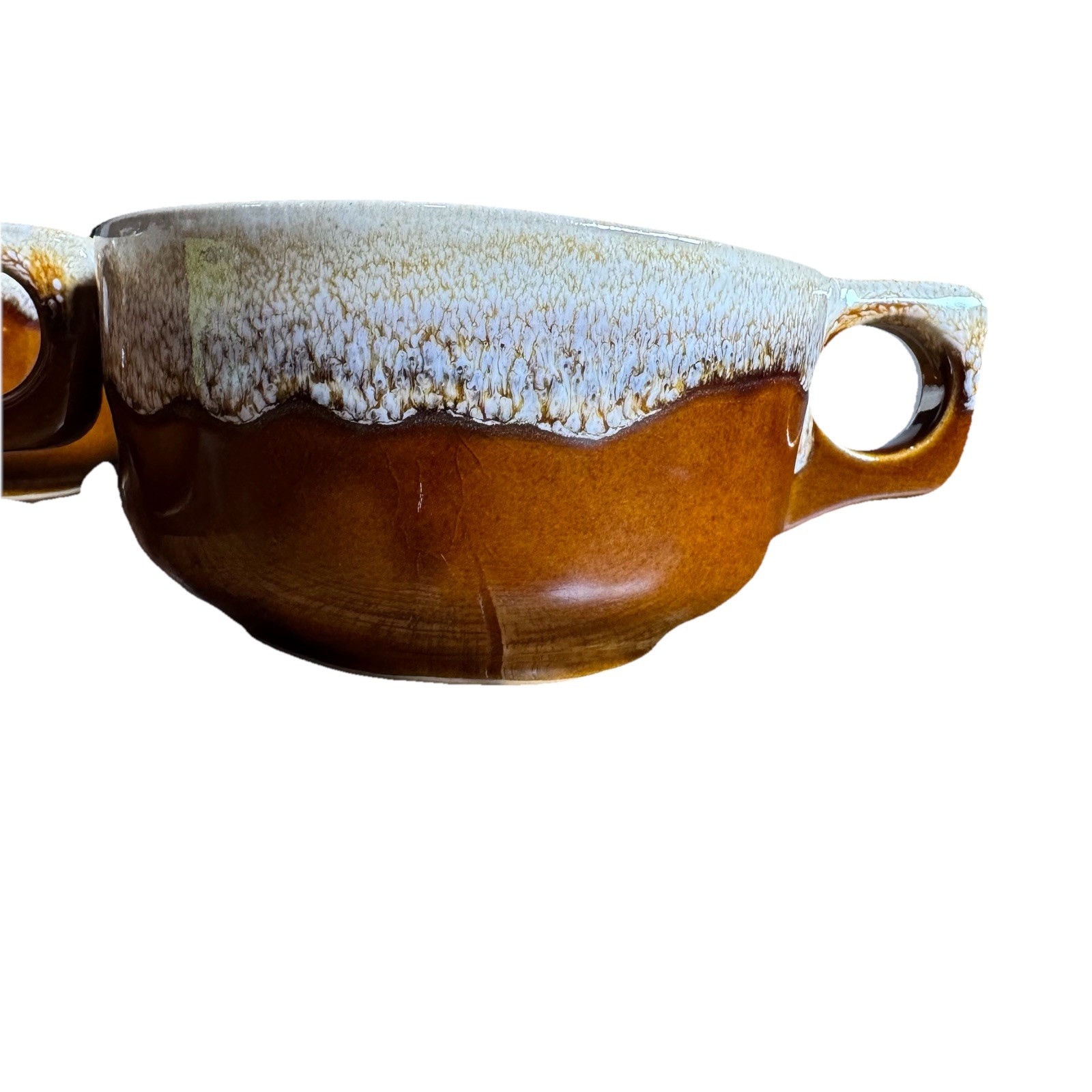 Monmouth Western Stoneware Brown Drip Pottery Soup Chili Bowl Mugs Set of 4 VTG