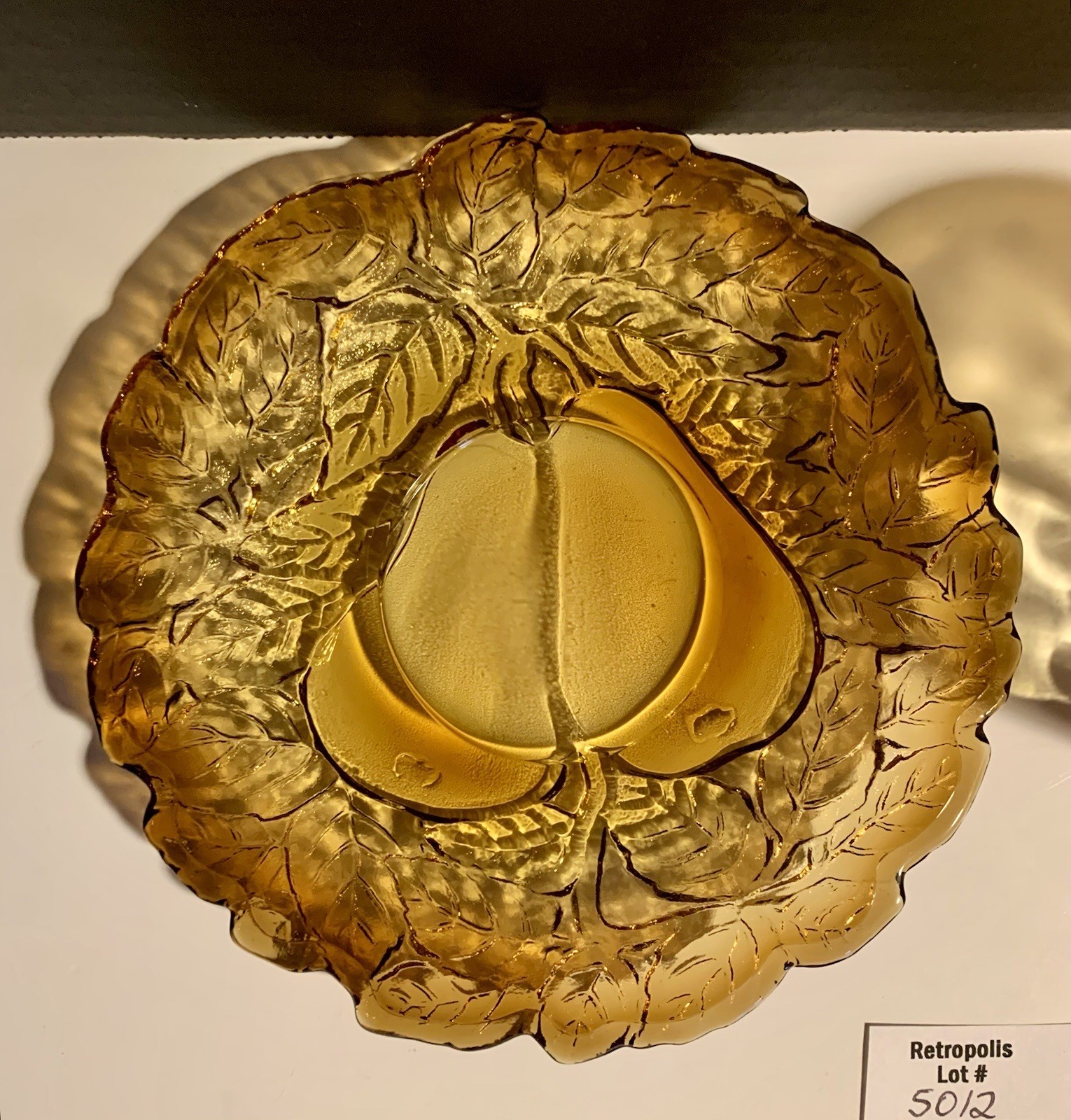 Indiana Tiara Glass Burnt Honey SWEET PEAR Avocado Cup & Saucer