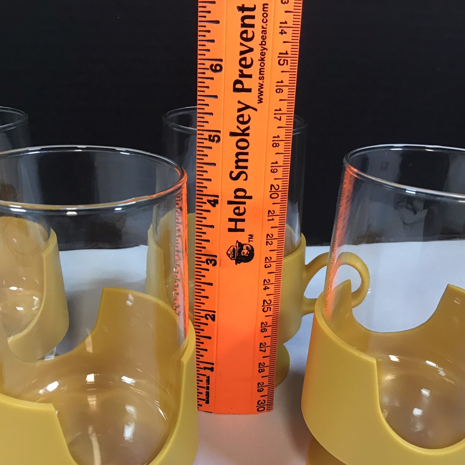Vintage Glass Snap by Corning Gold Handle Clear Glass 8oz Hot or Cold Lot of 4