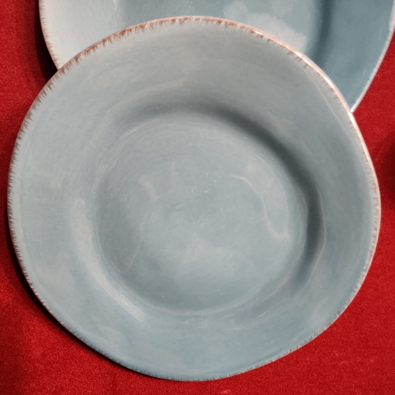 PIER 1 Stoneware ELEMENTAL 4 Salad Plates 8 25″ Smoke Blue RETIRED Asymmetrical