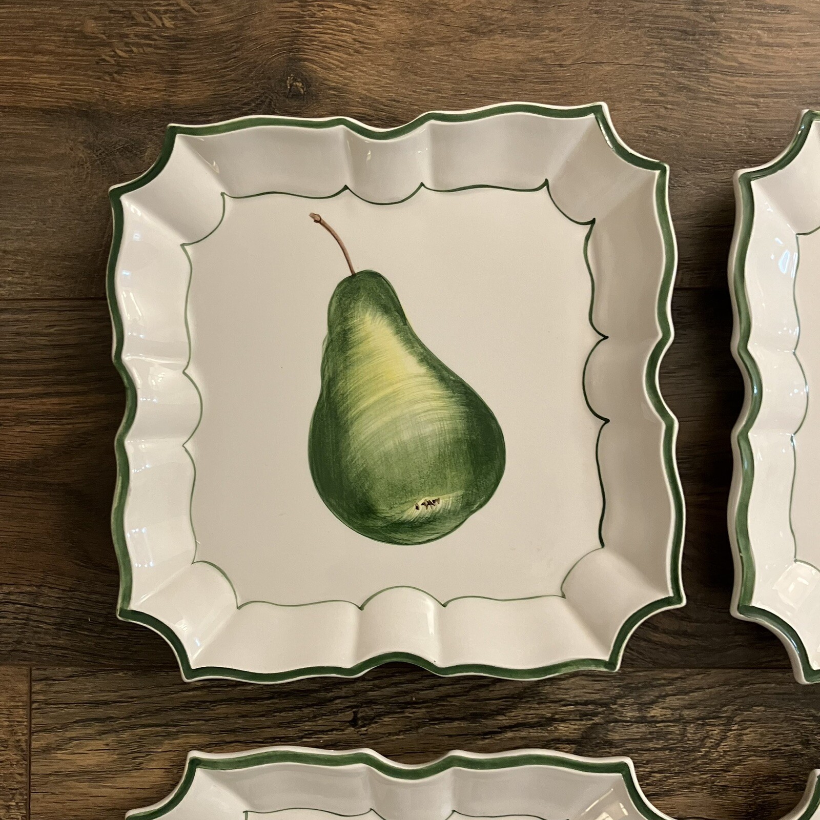 Vintage Set 4 Vietri Disappearing Pear Wall Hanging Plates 8 3/4″ each