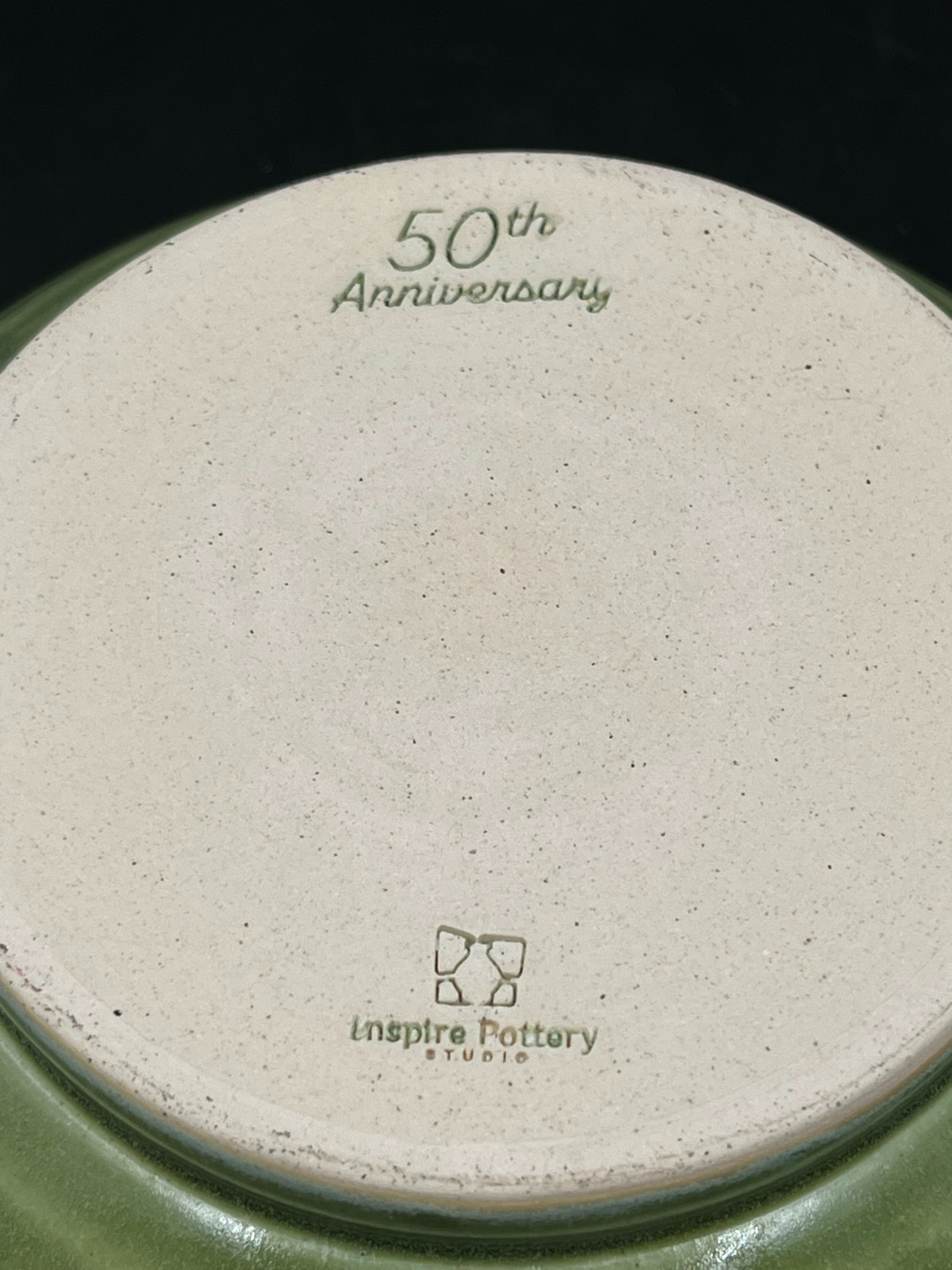 Green Drip Glazed Studio Pottery Pedestal Bowl Commemorating Four Seasons 50th