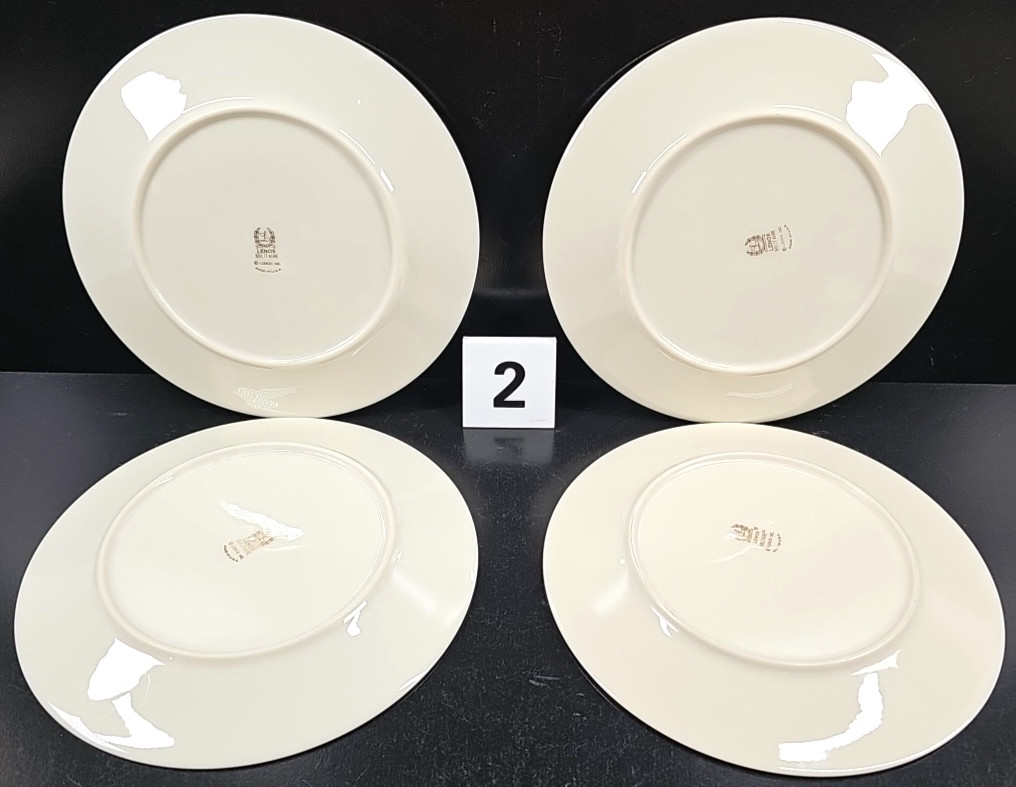 4) Lenox Solitaire 5 Pc Place Setting Vintage Elegant Platinum Dining Dishes Lot