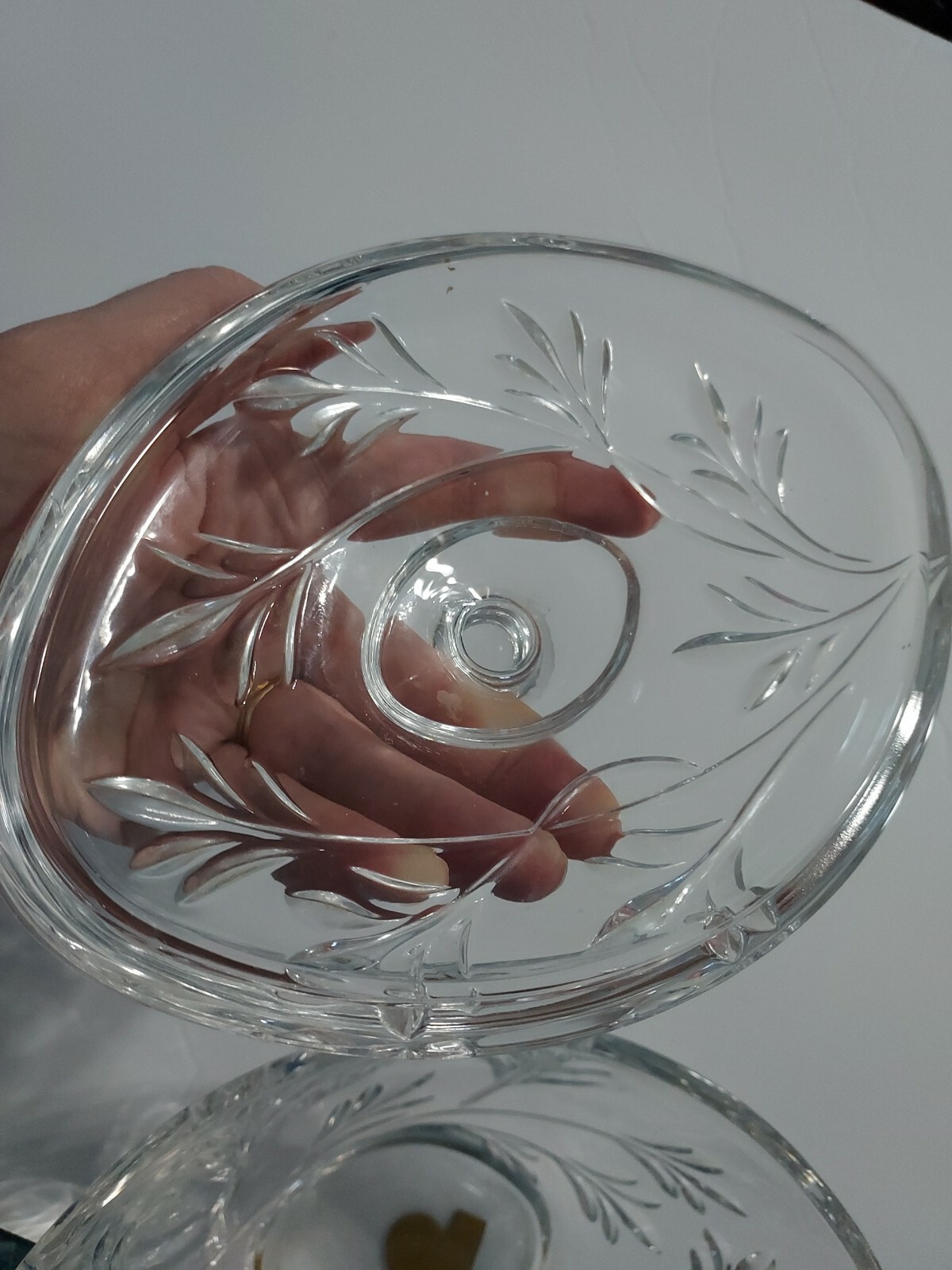 Oval Oneida Crystal Deep Candy/Nut Bowl w/Lid 7.5 H w/ Lid On.x 5 Wx 7 L x3.5 D