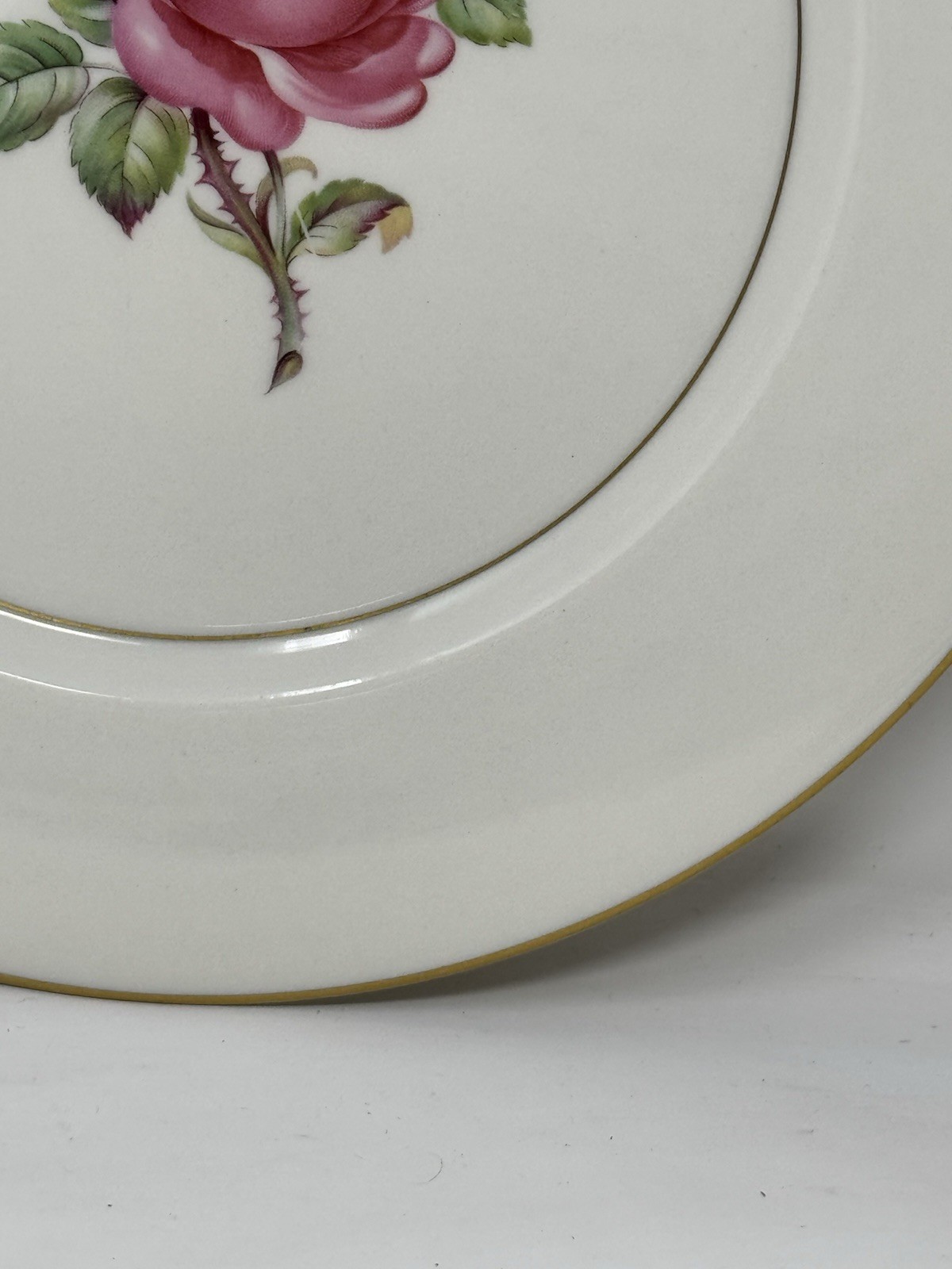 2 Ancestral USA China Manor Rose Dinner Plates rose floral gold trim GUC elegant