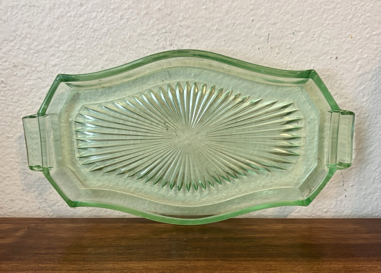 Vintage Tiffin Uranium Glass Art Deco Green Vanity Tray Dish – 10.25″