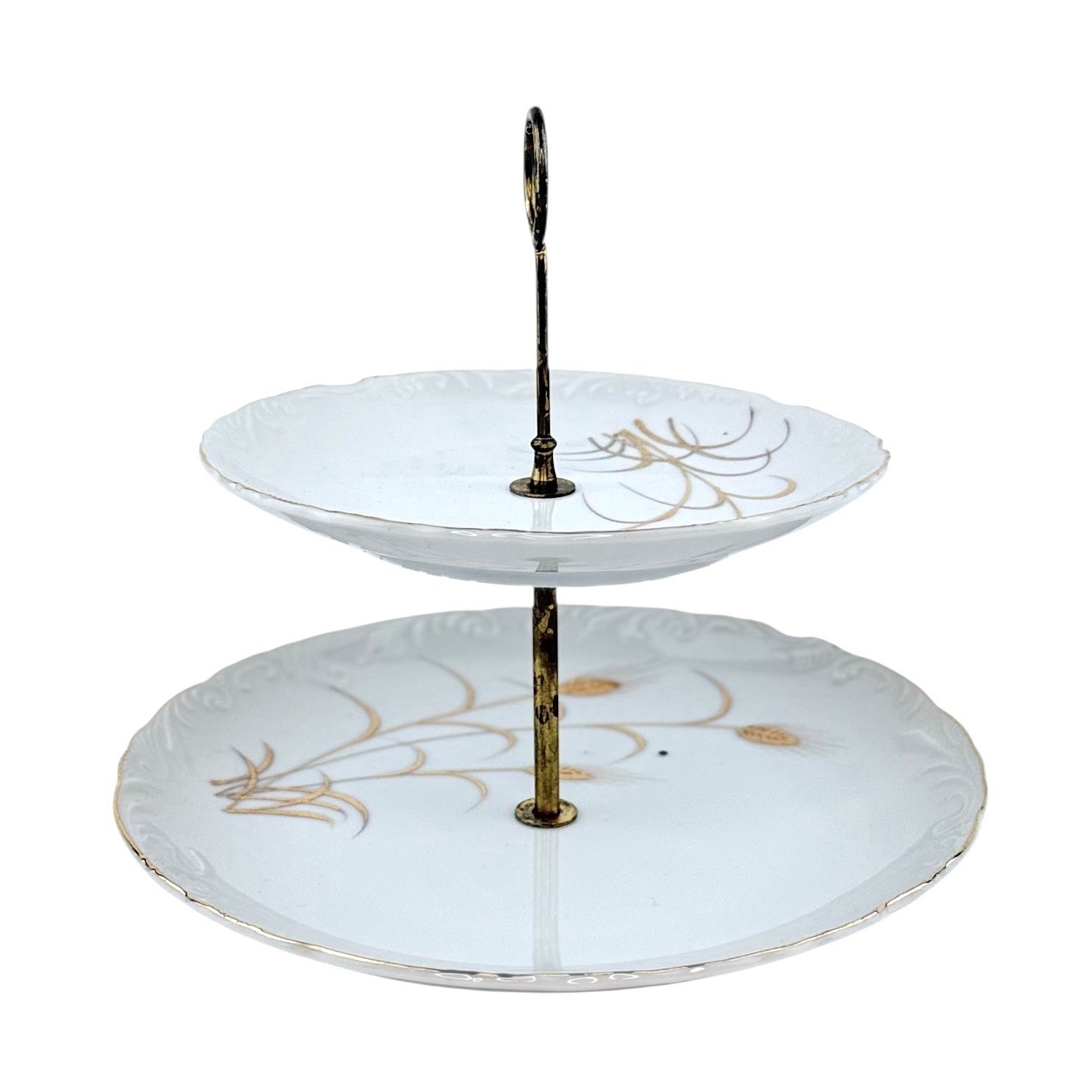 Vintage Lipper & Mann Two Tiered Tidbit Server Golden Wheat Pattern Fine China