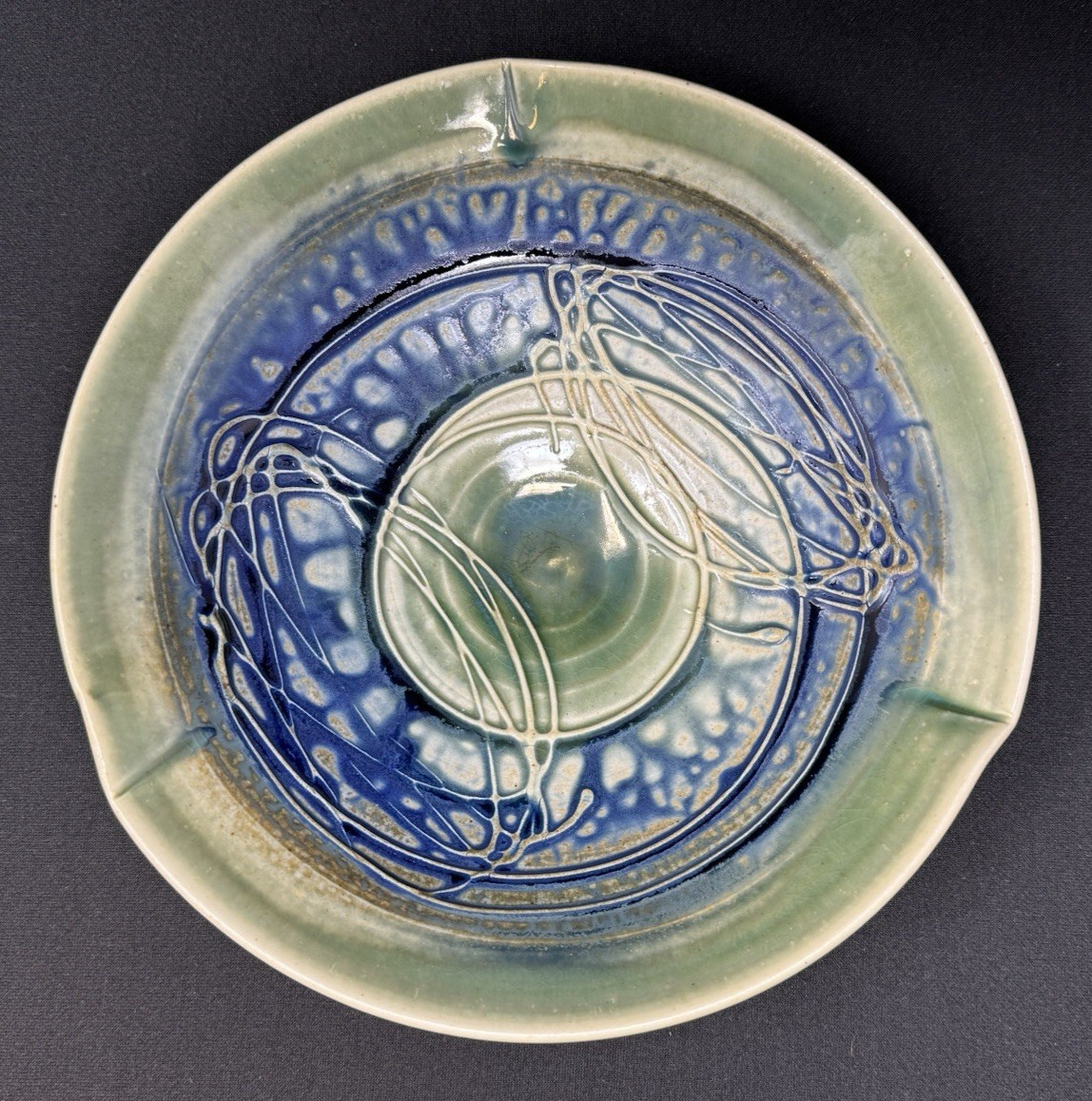 Studio Art Pottery Drip Glaze Bowl signed YOUNG
