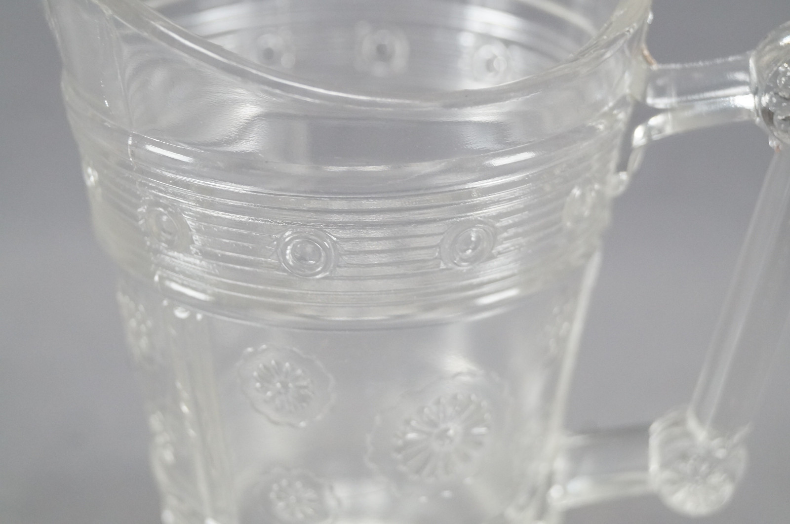 EAPG Bryce Bros / Us Glass Rosette Magic Pattern Creamer Circa 1880s – 1890s