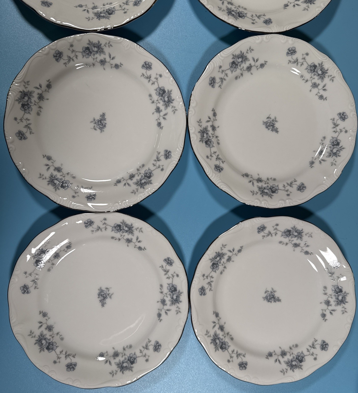 Johann Haviland Bavaria Germany Fine China Blue Garland 6 1/4” Dessert Plates 8