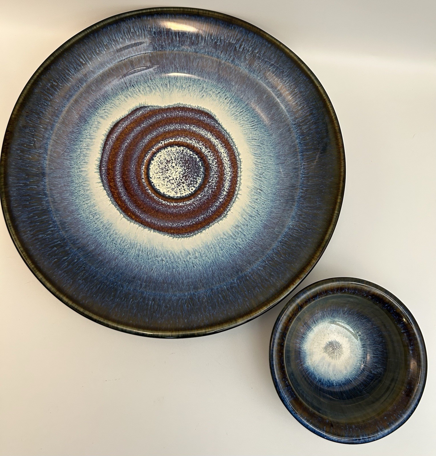 Bill Campbell Studio Pottery Large Chip and Dip Set, Vintage Euc