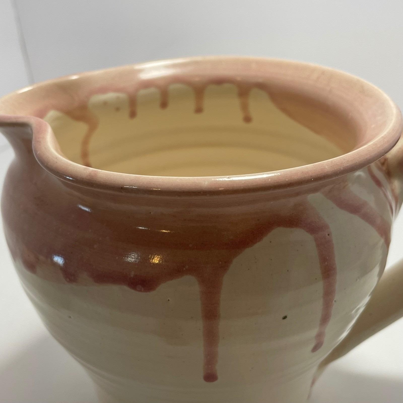 Bear Pottery Studio Pink Drip Glaze Pitcher Creamer Handmade Wisconsin Studio