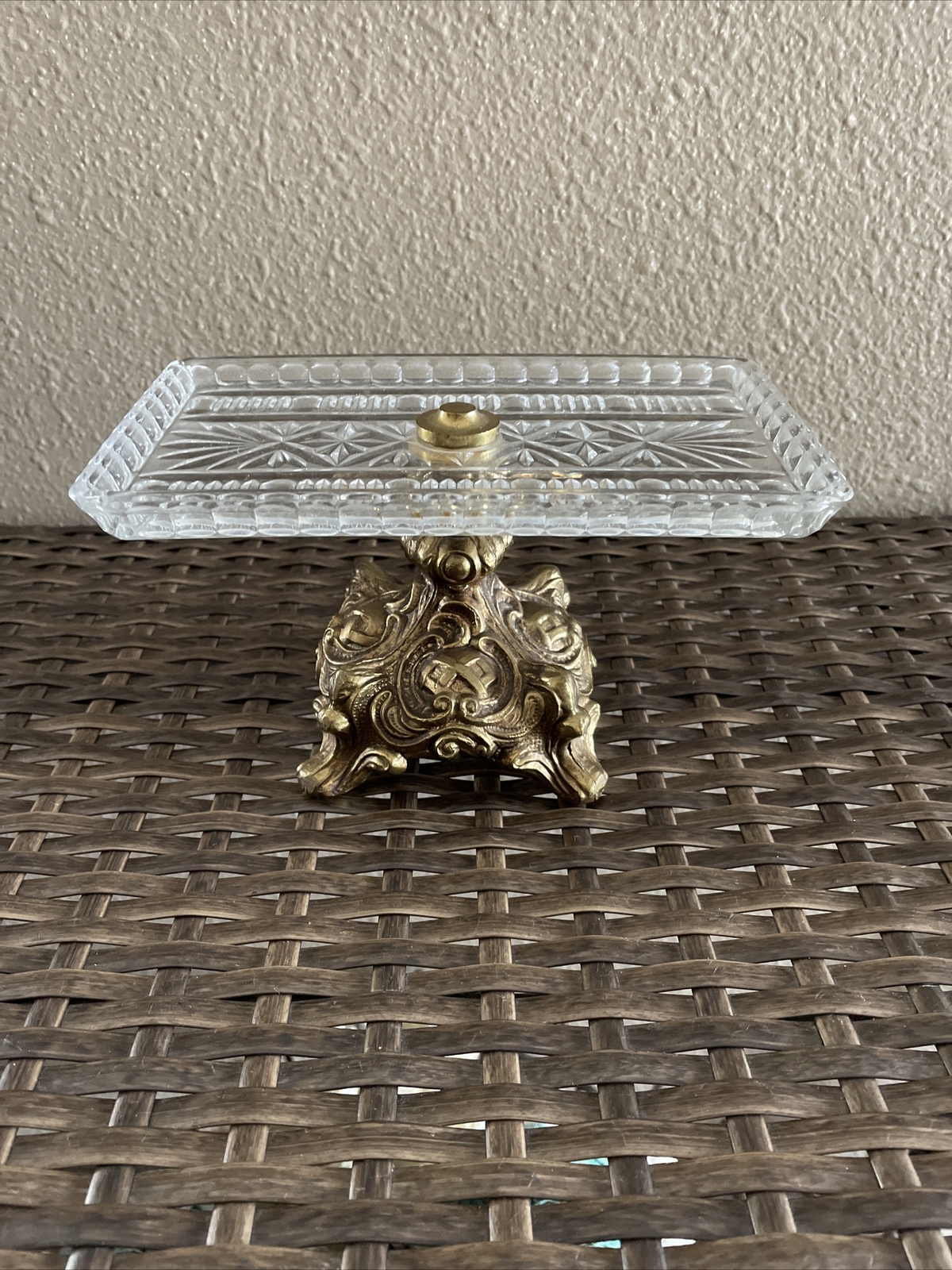 Cut Glass Crystal Burst Pattern Candy Nut, Butters Pedestal ￼Server Dish Tray