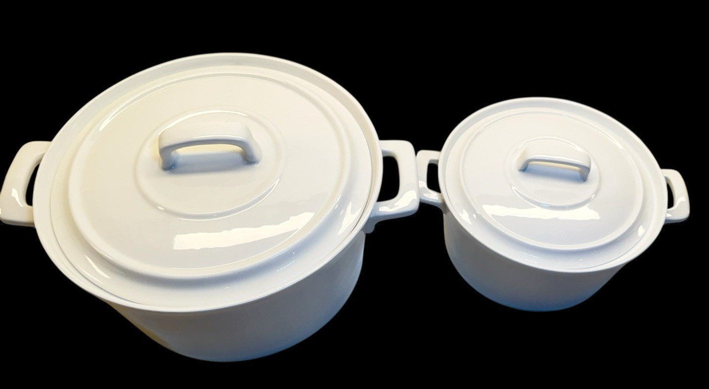 Blue Harbor Collection Ceramic Round Casserole Dishes with Lids-1.5 Qt & 1 Qt