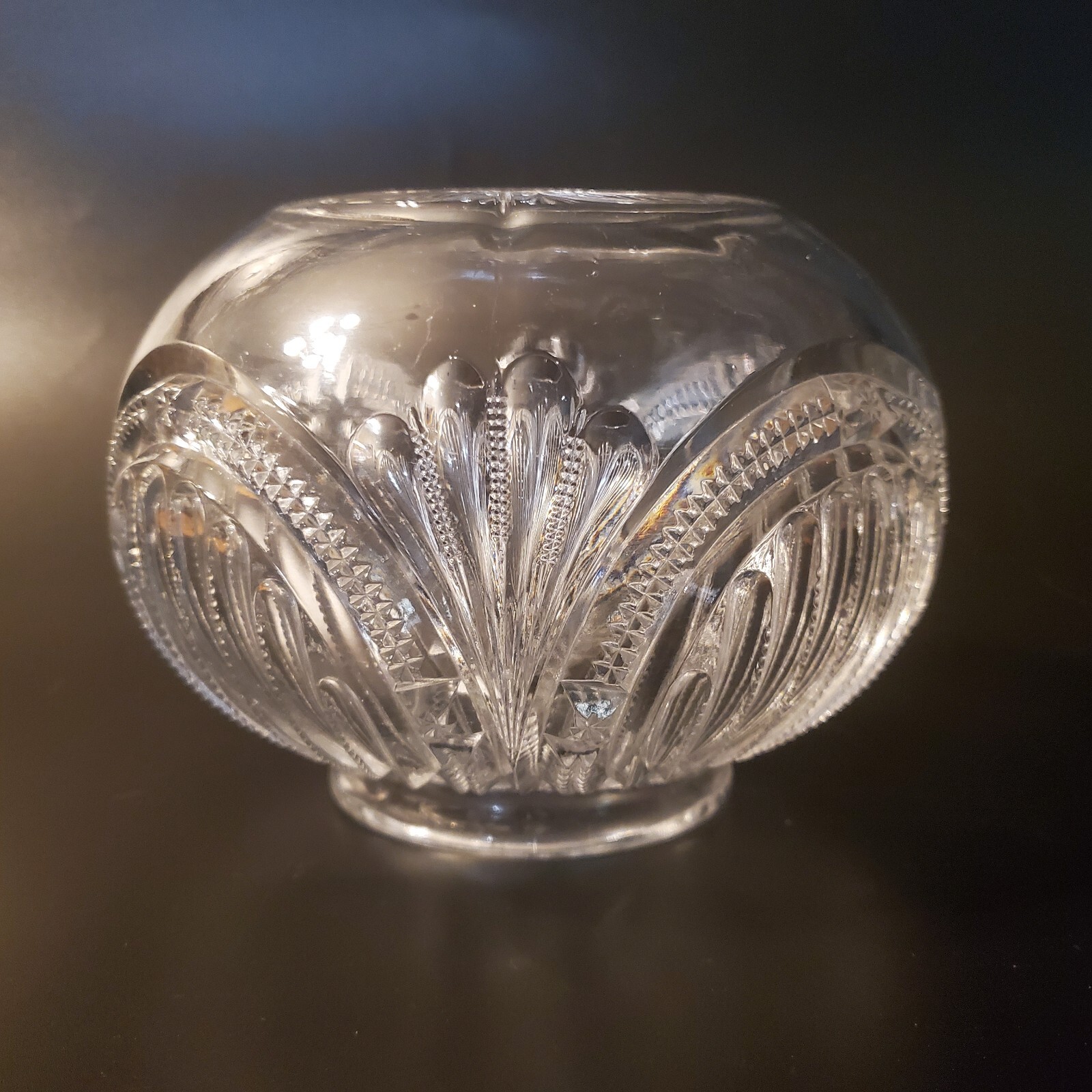 1899 Bryce Higbee Admiral Ribbed Ellipse Large Clear Rose Bowl Vtg Antique Rare