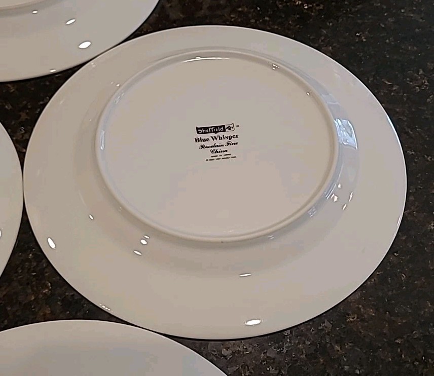SET (7) Sheffield BLUE WHISPER Porcelain Fine China 10.25″ Dinner Plates Japan