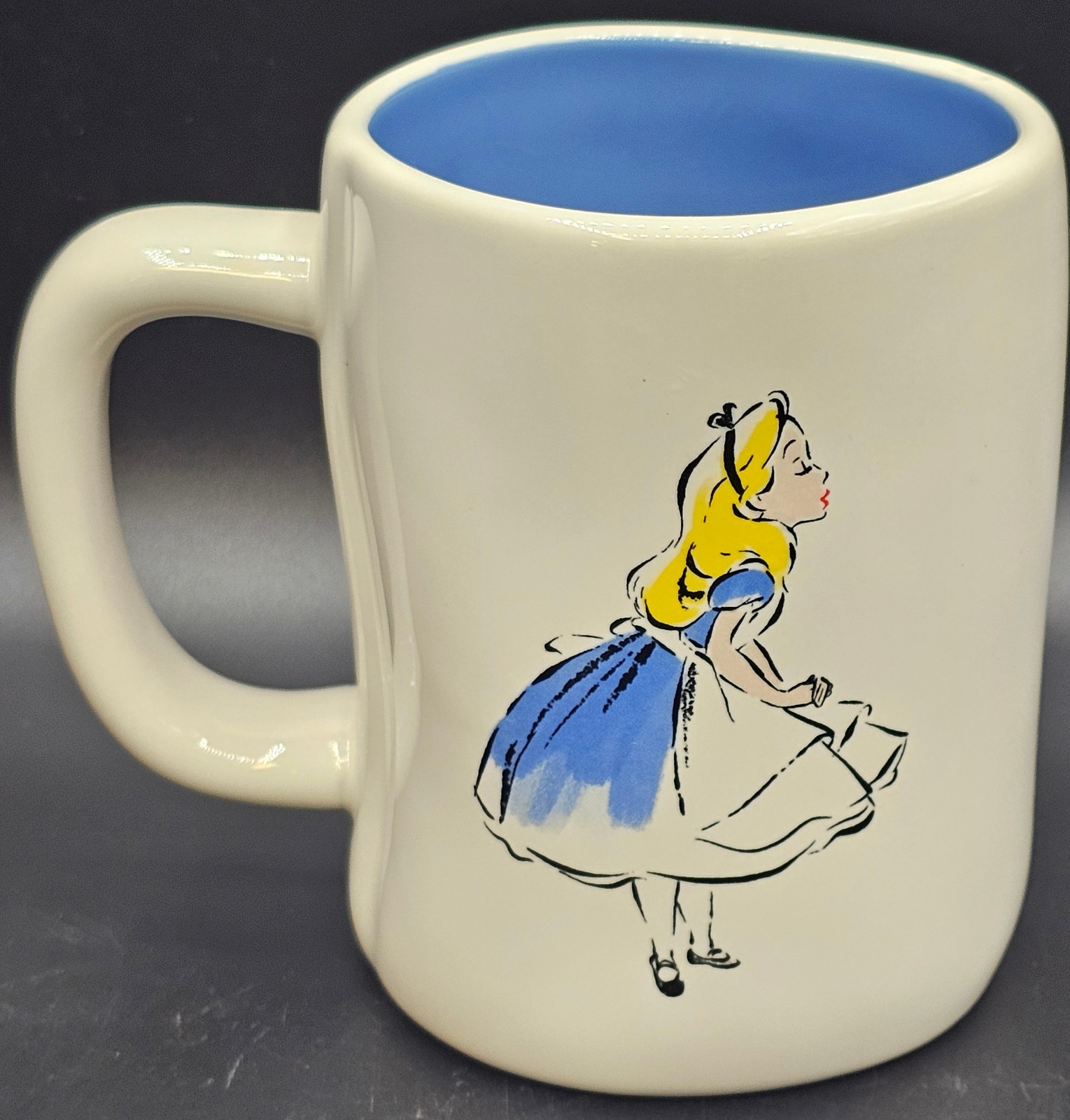 Rae Dunn Disney Alice In Wonderland Blue Interior Coffee Mug Magenta 181
