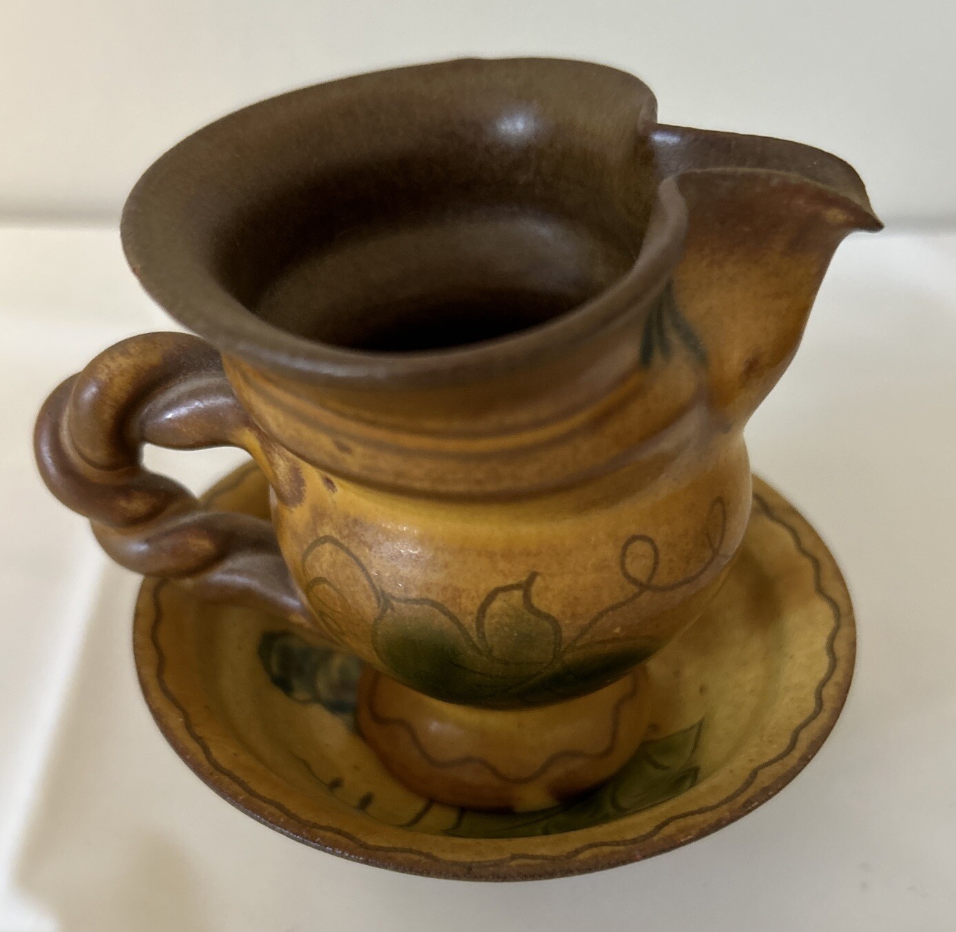 Miniature SN Liechtenstein Pitcher Creamer w Saucer Bowl Handmade Tuscan Grapes