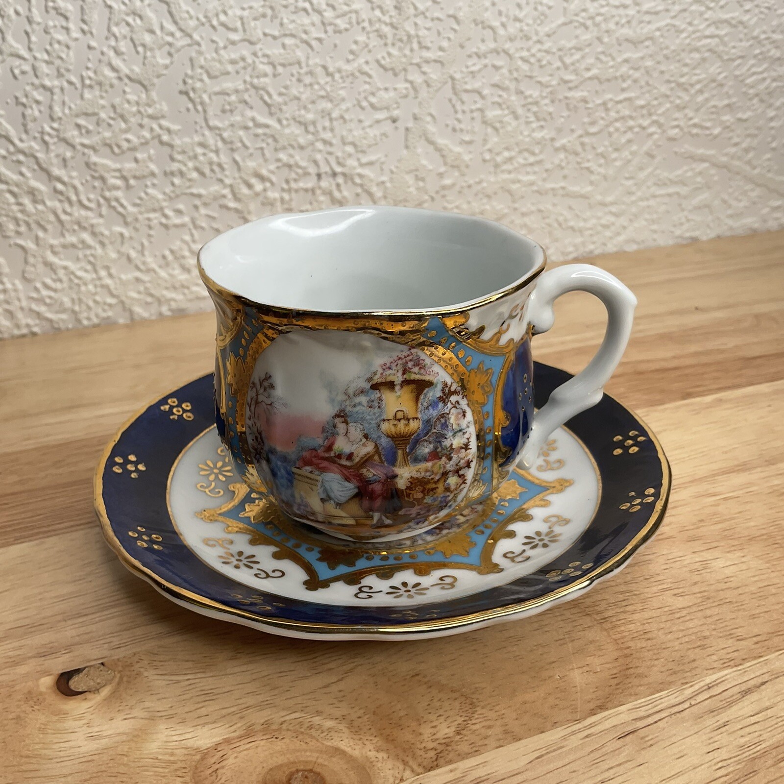 Vtg Limoges China Imperial Porcelain CobaltBlue Cup Saucer Replacement Rare Find
