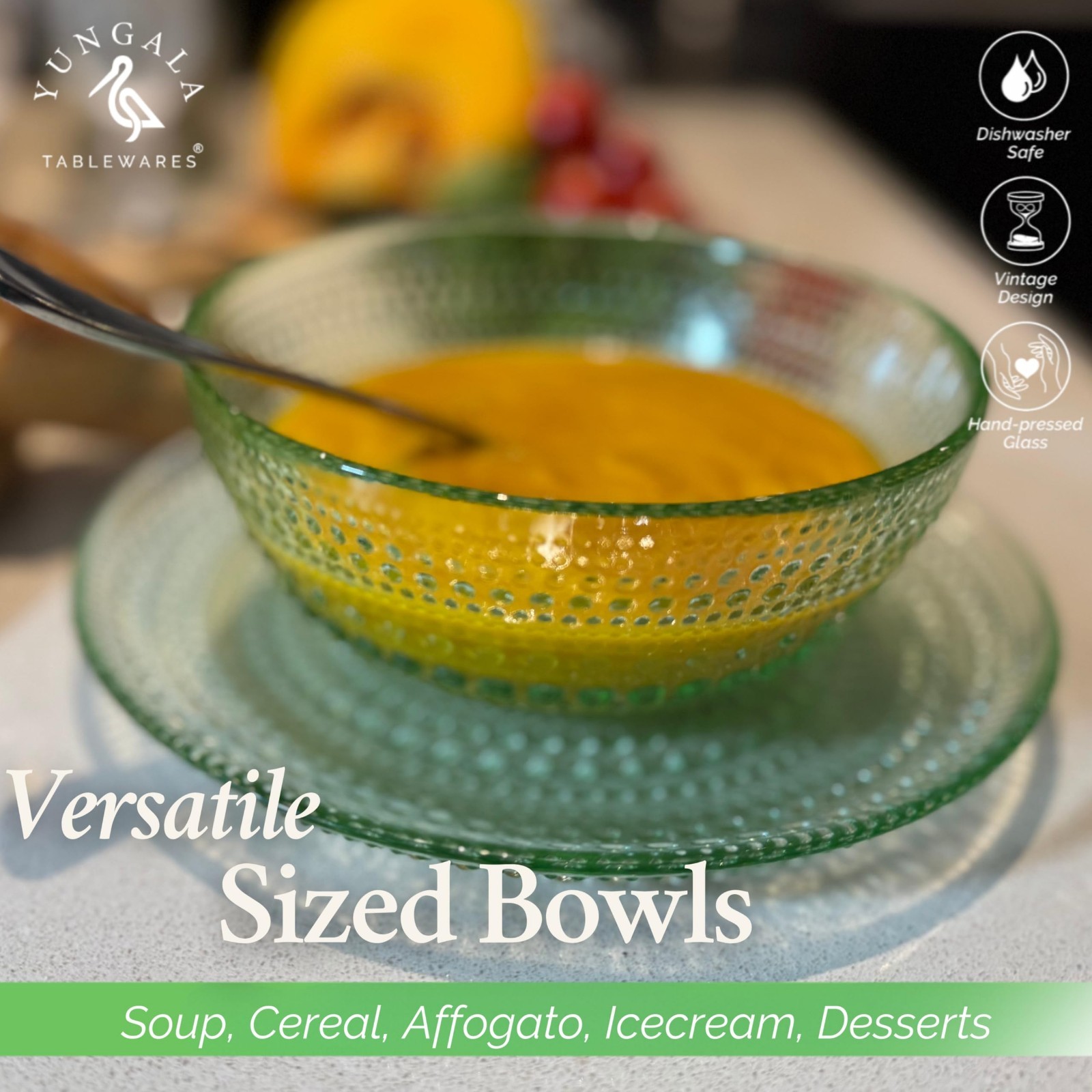 Decorative Green Glass Bowl – Elegant Centerpiece for Home Decor & Dining