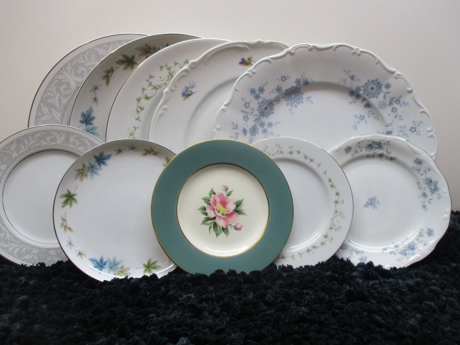Vintage Mismatched China Dinner Plates & Bread Plates ~ 10pcs-Beautiful-Colorful