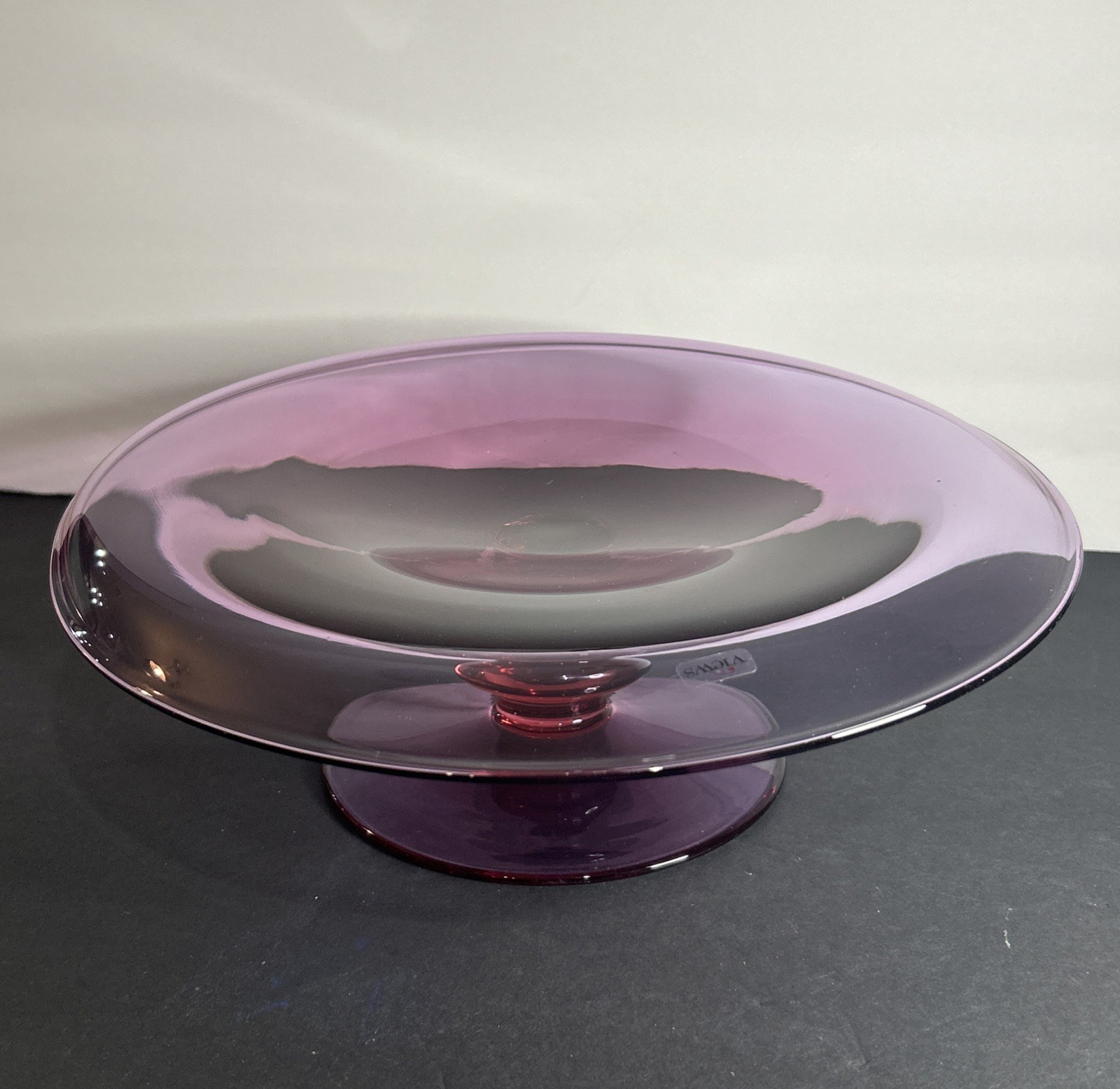 Views Int’l Purity Lilac 11” Pedestal Cake Stand Amethyst Glass Made In France