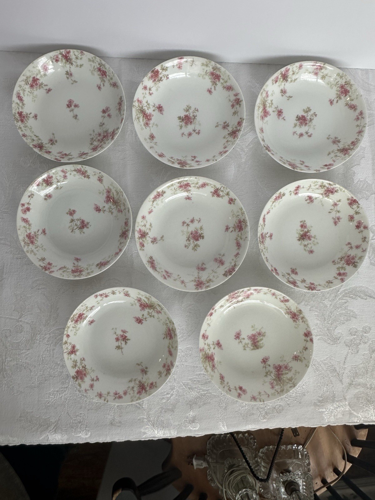 8 Charles Field Haviland Limoges 5” Berry Bowls W/Pink Floral Sprays