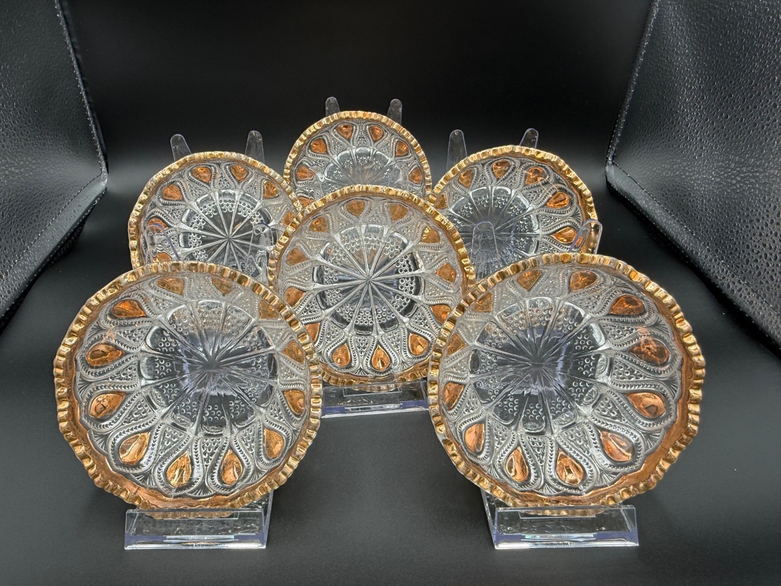 6 Antique EAPG U.S. Glass New Jersey Berry Bowl Pieces 1900-1908 4 1/2”