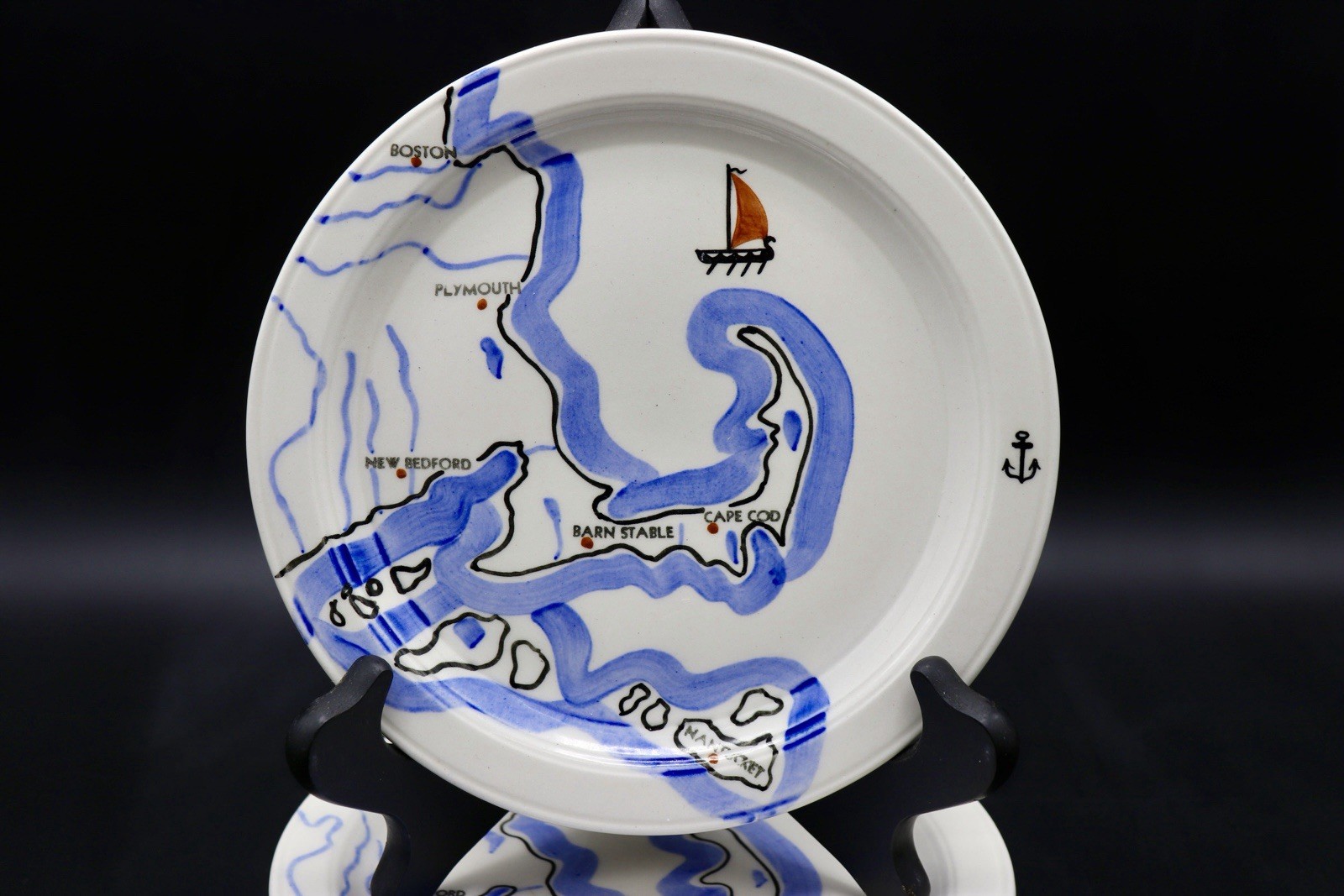 Vernon Kilns Coastline 6.375″ Bread Plate Gale Turnbull Cape Cod; Six Available