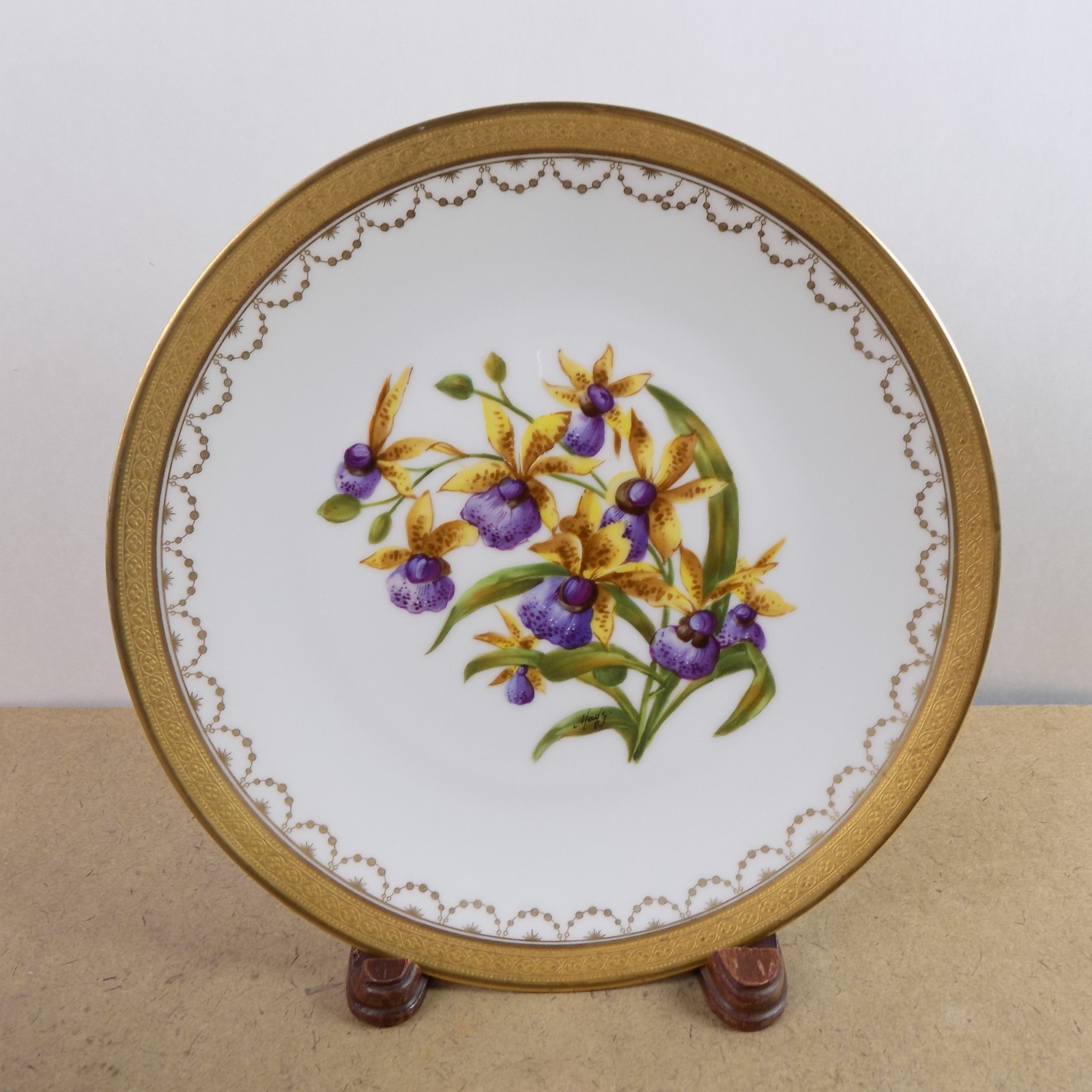 10 Antique T&V Limoges Hand Painted Botanical Plates Ovington Bros New York