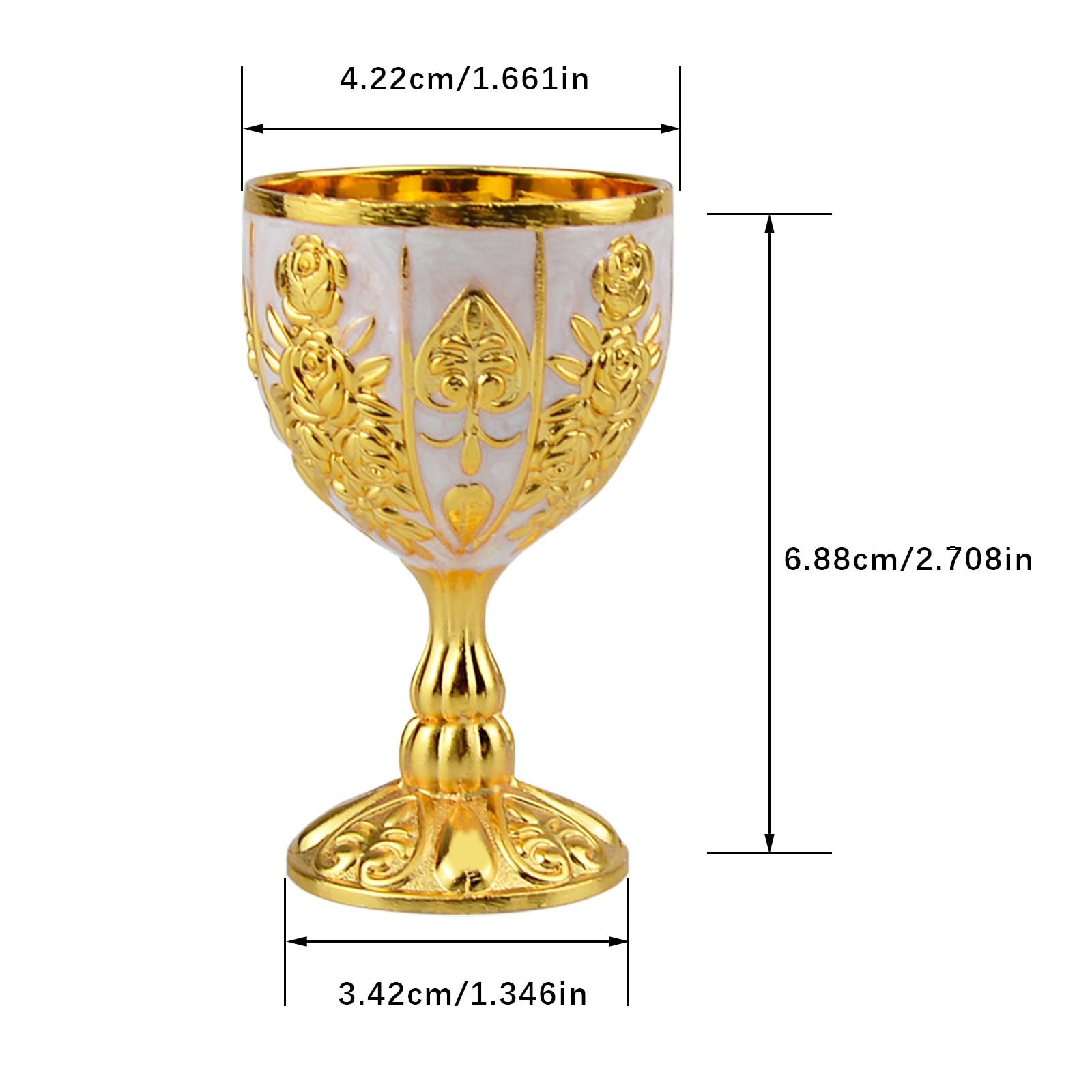 2Pcs Vintage Chalice Medieval Goblet, 30Ml Brass Royal Wine Small, White
