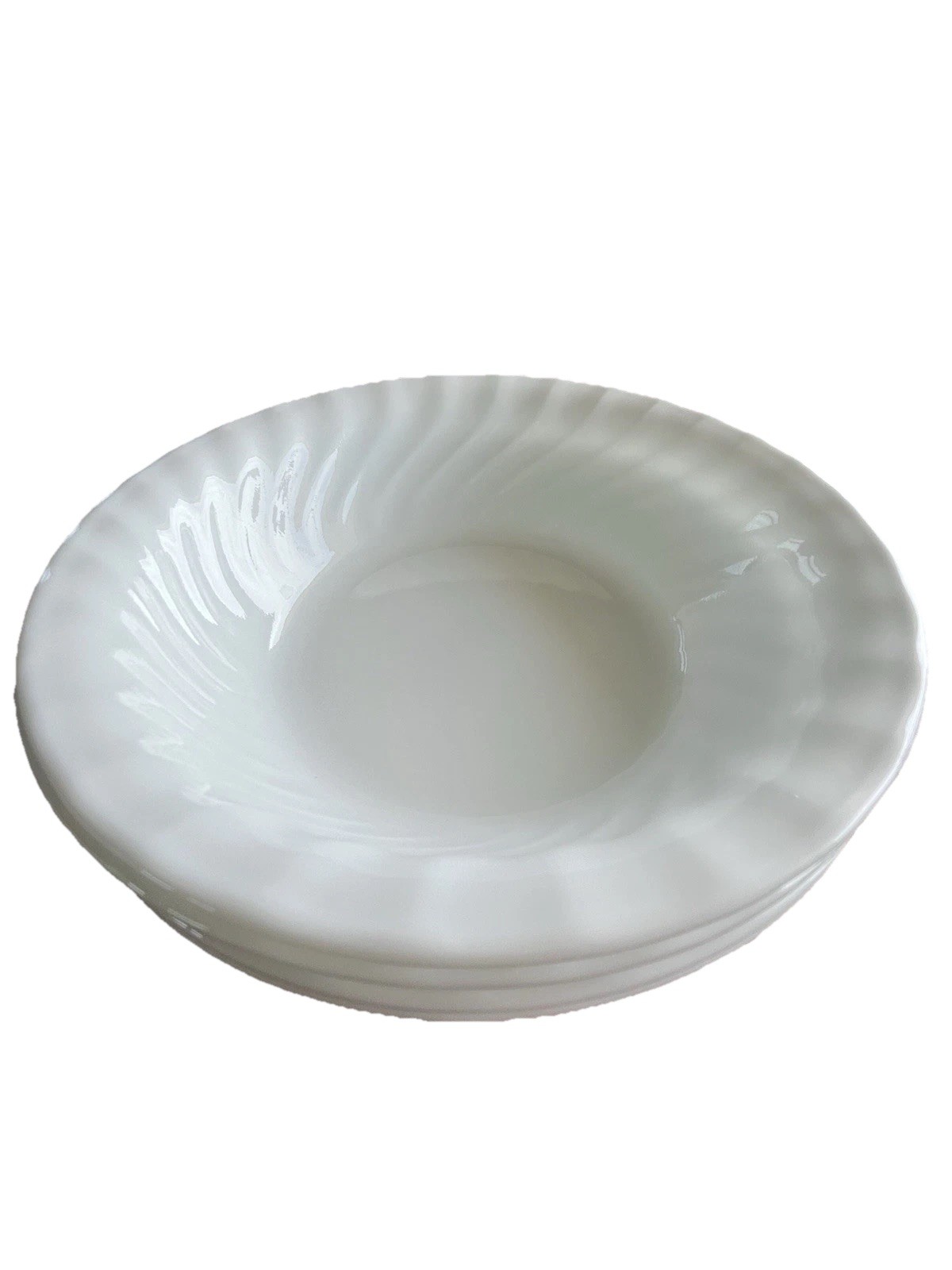 4 Corelle Corning Enhancements White Swirl Soup/Cereal 7.25” Bowls MINT COND.