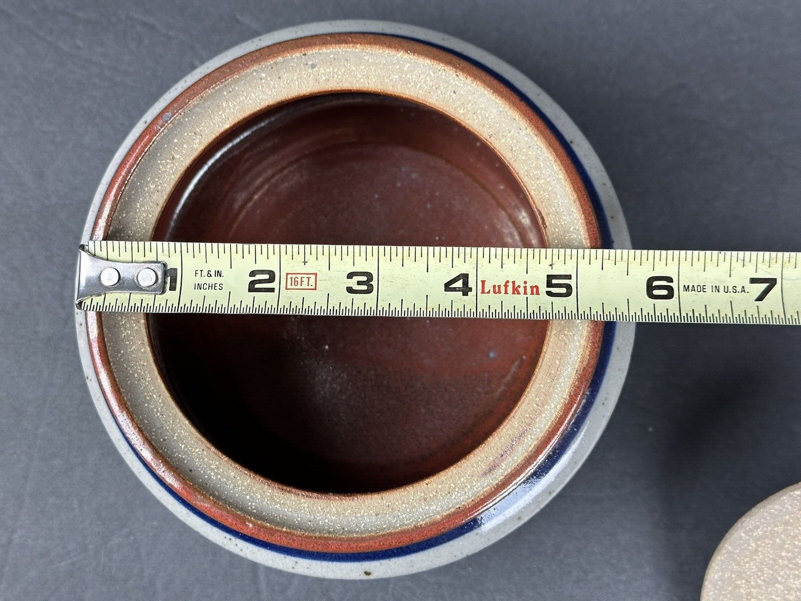 Harvey Salt Glazed Pottery ‘Lowville, NY’ Container/Crock w/Lid 4”