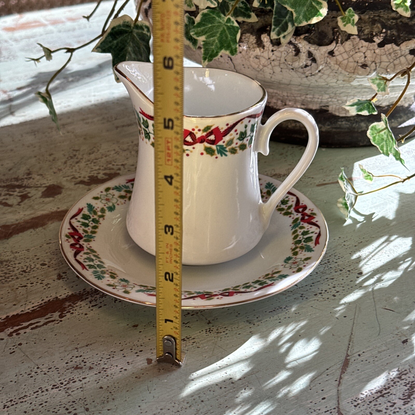 Domestications Christmas Creamer And Saucer