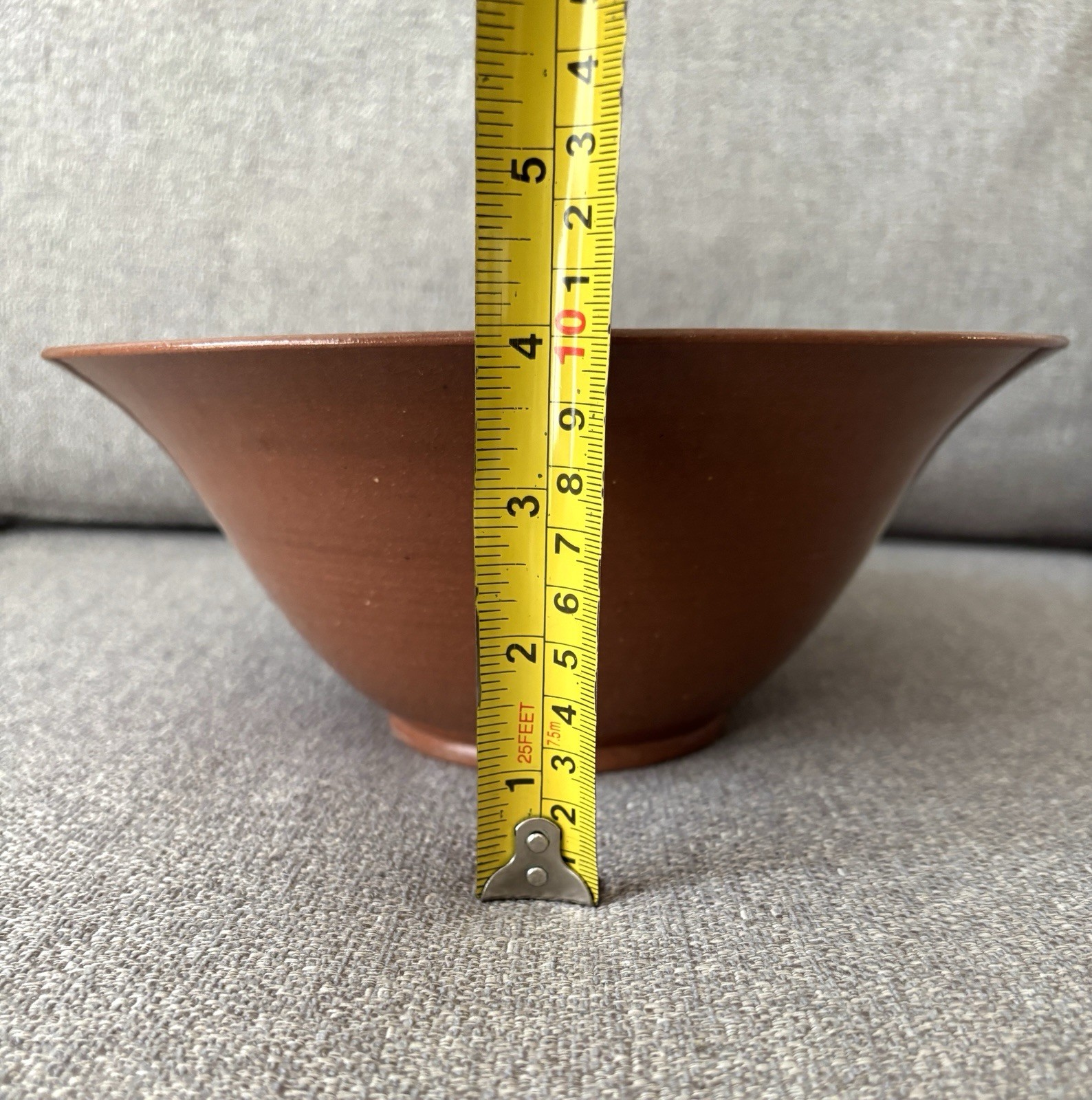 Handmade Painted Bowl 9.75” Earthenware Feather Pattern 1982 Signed James White