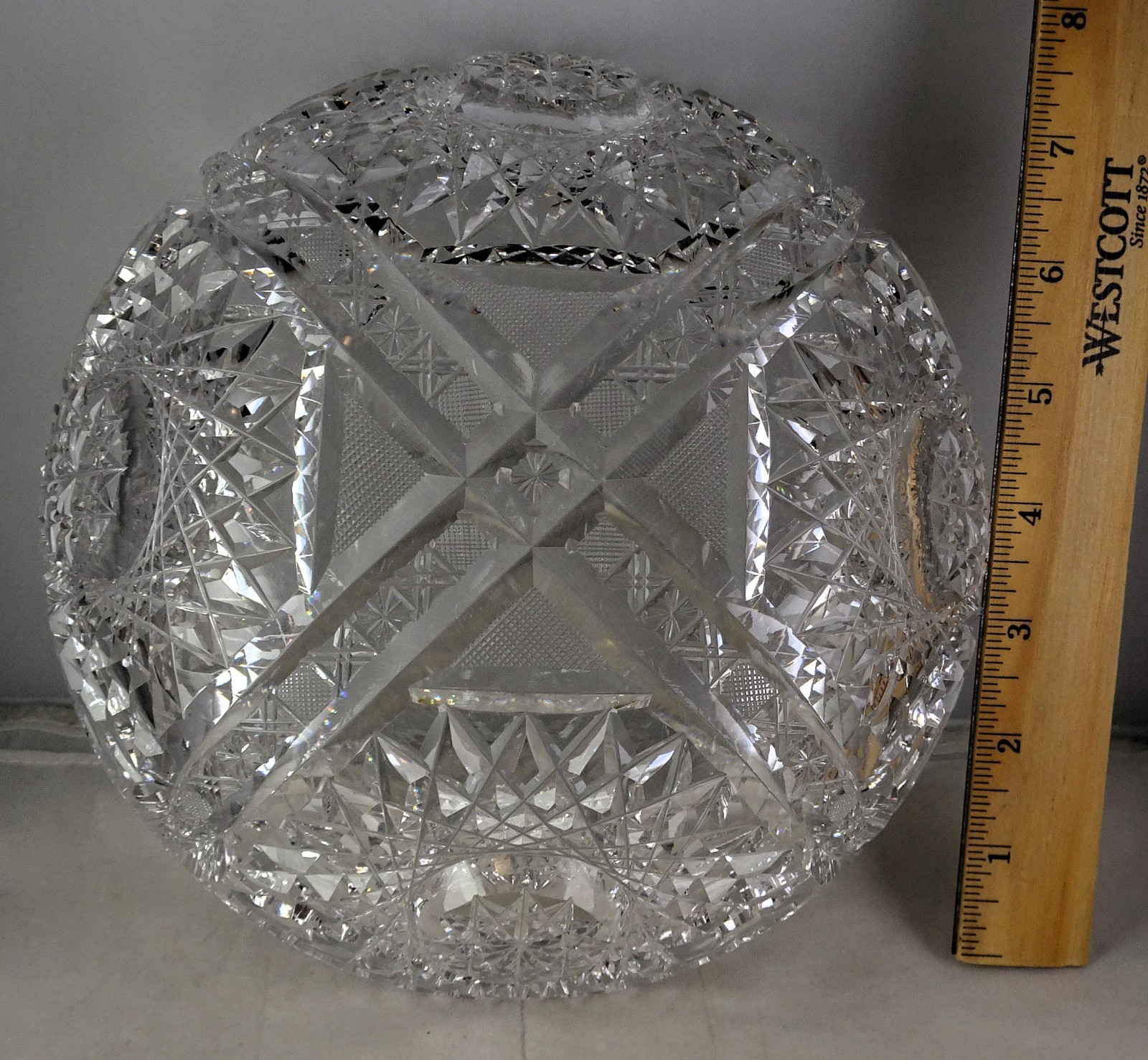 ABP American Brilliant Period Cut Glass Banana Boat & 8″ Bowl