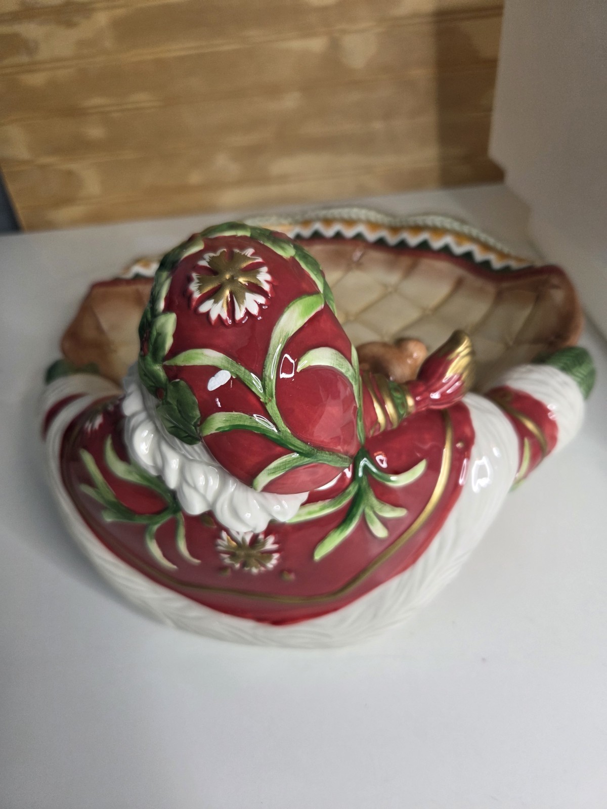 Fitz And Floyd Holiday Home Santa Server Serving Bowl Platter Vintage XLarge