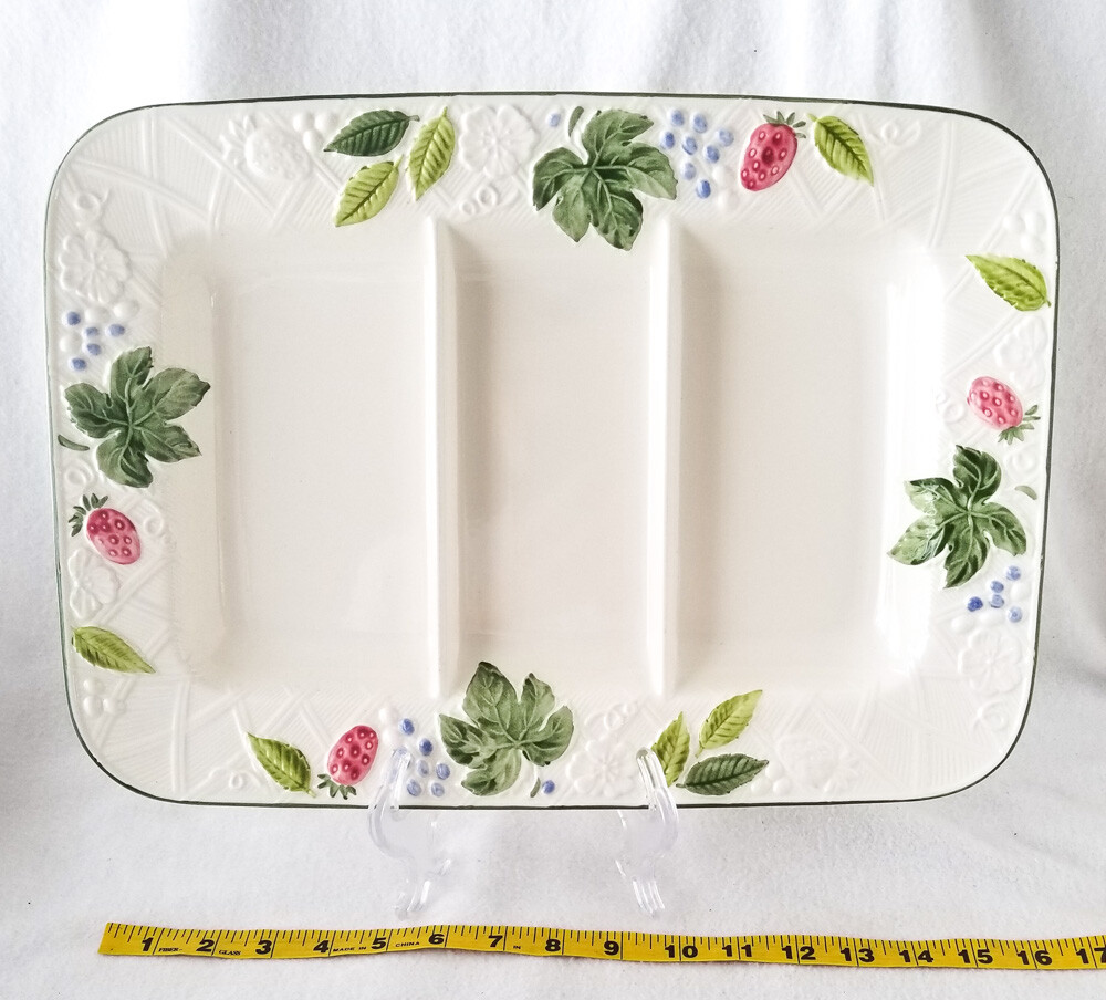 Mikasa “Country Berries 16″ X 11.5” Relish Dish Divided Ceramic Tray Platter