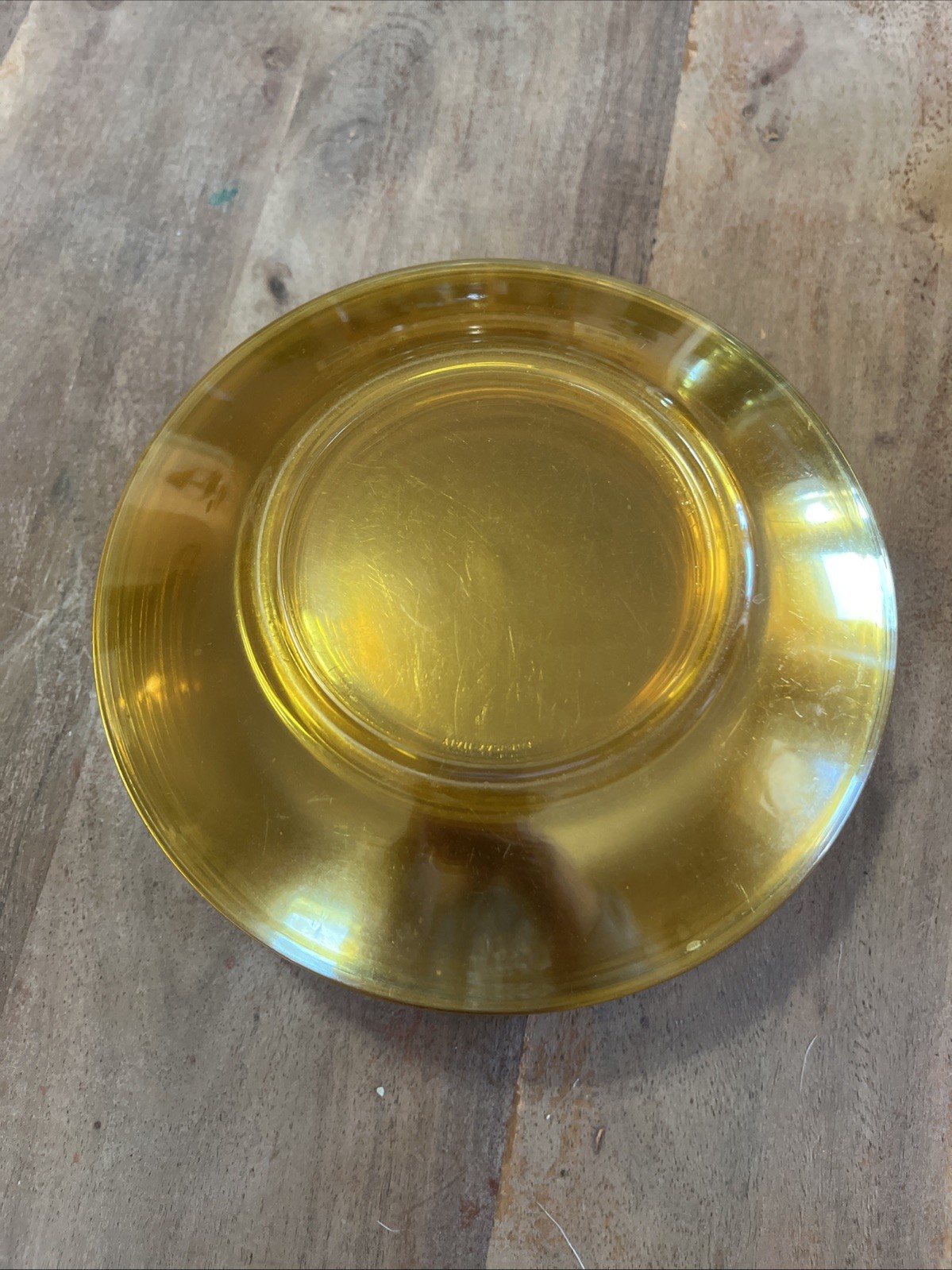 Vintage 1970’s Vitrosax Italy Amber Glass 7.25” Dinner Plates Set of 10