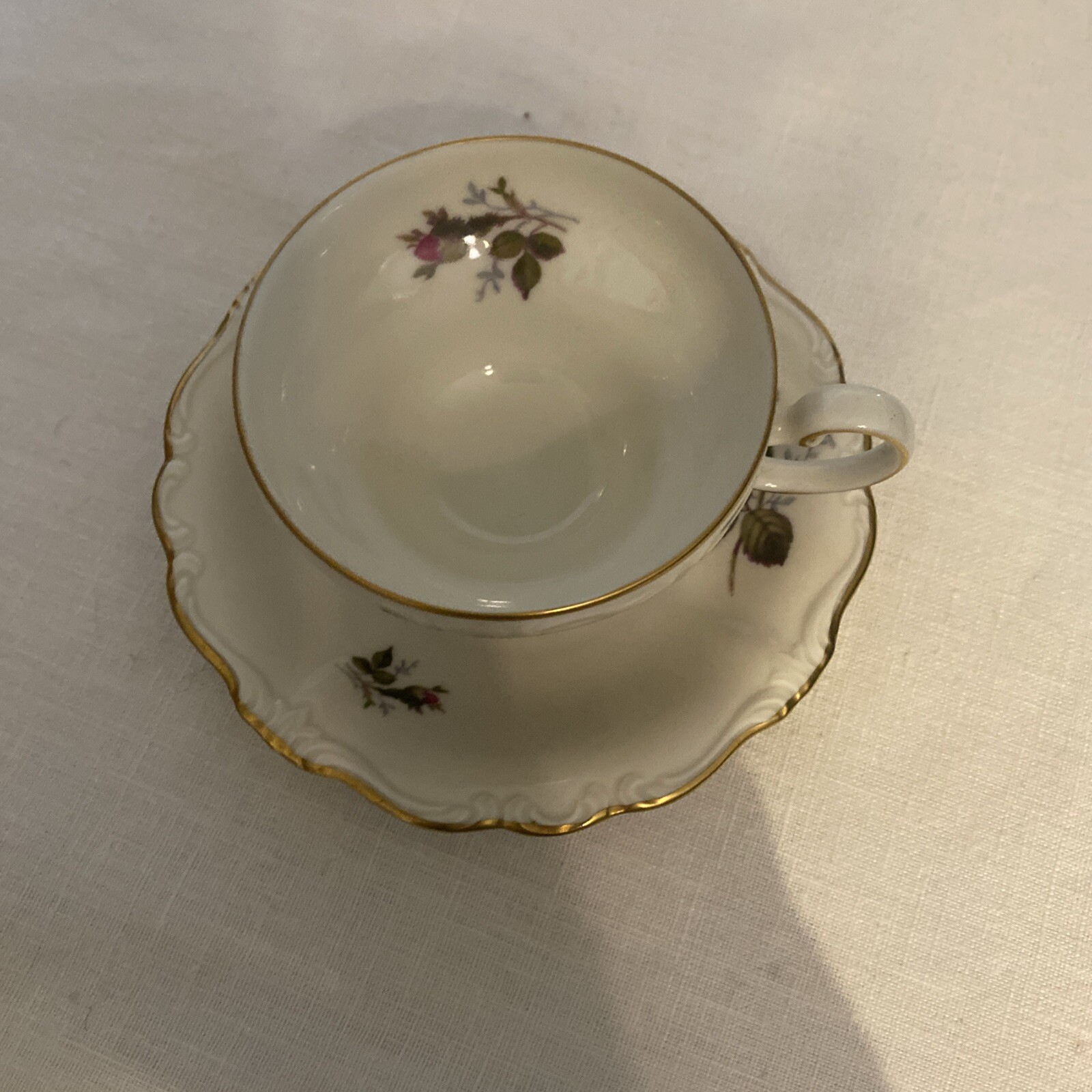 VTG ROSENTHAL MOSS ROSE Demitasse Espresso Cup & Saucer Set Floral Gold Trim Ger