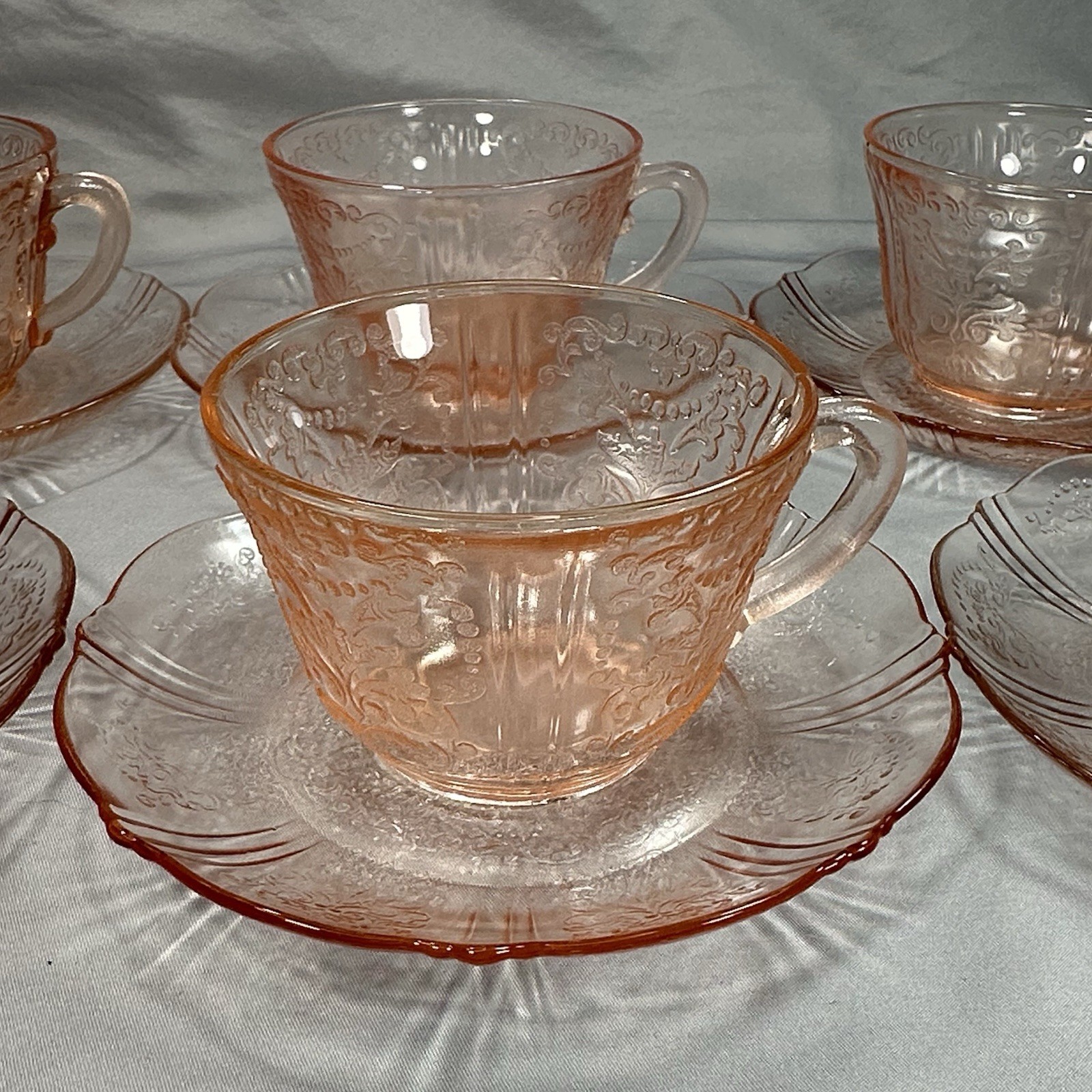 Vtg Macbeth Evans American Sweetheart Pink Depression Glass 2pc Cup Saucer Set