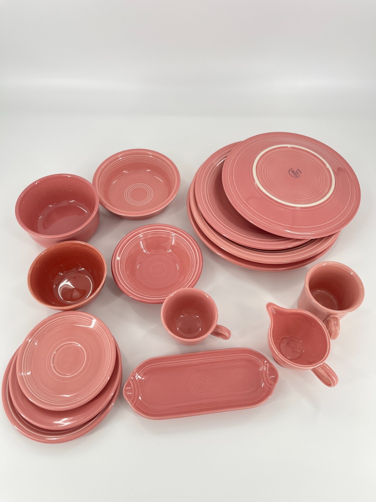 Fiesta Dinnerware Set Rose Pink 15 Piece Post 86 Lot Bowls Plates, Platters Cups