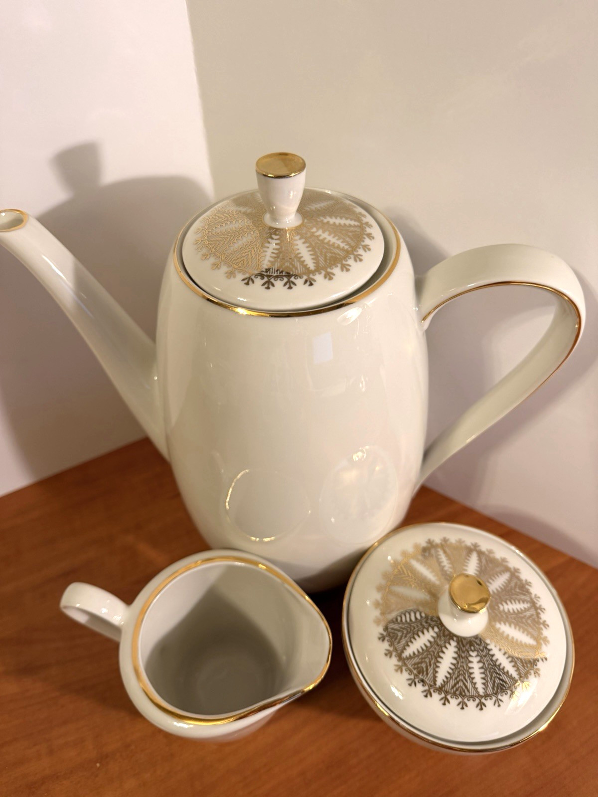 Winterling Kirchenlamitz Bavaria White Gold Coffee Server Set