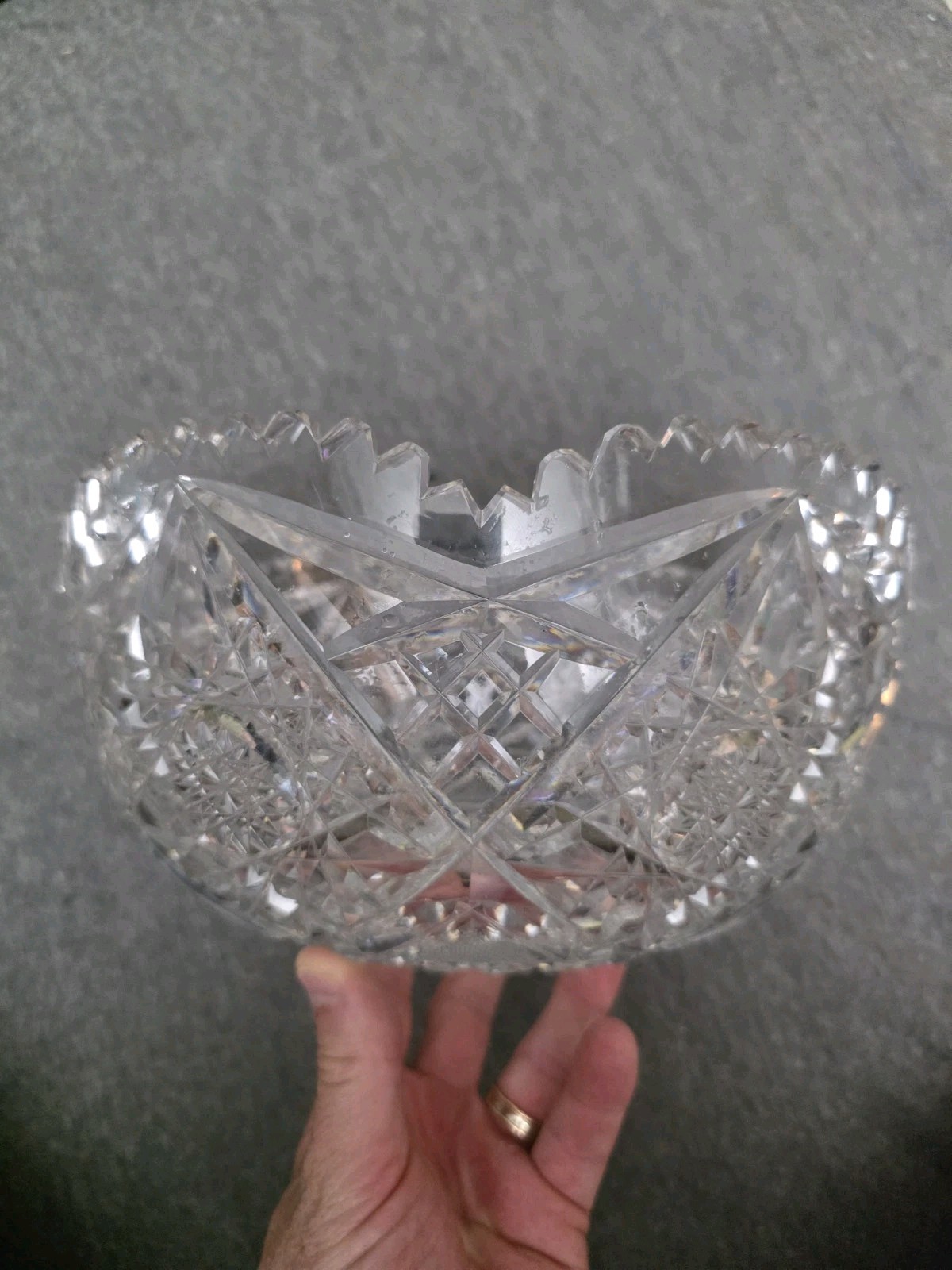 10” American Brilliant Period Cut Glass Bowl – Large Antique ABP Crystal Deep