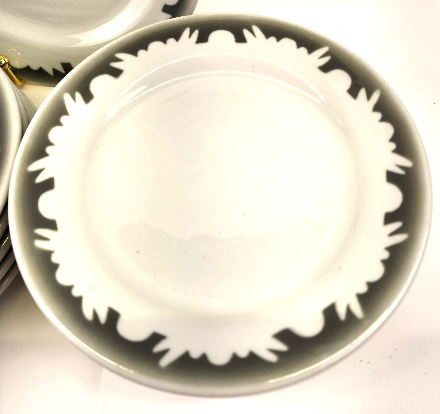 11 Shenango Rimrol Gray Plates 6 3/4 Inches Rare Color!
