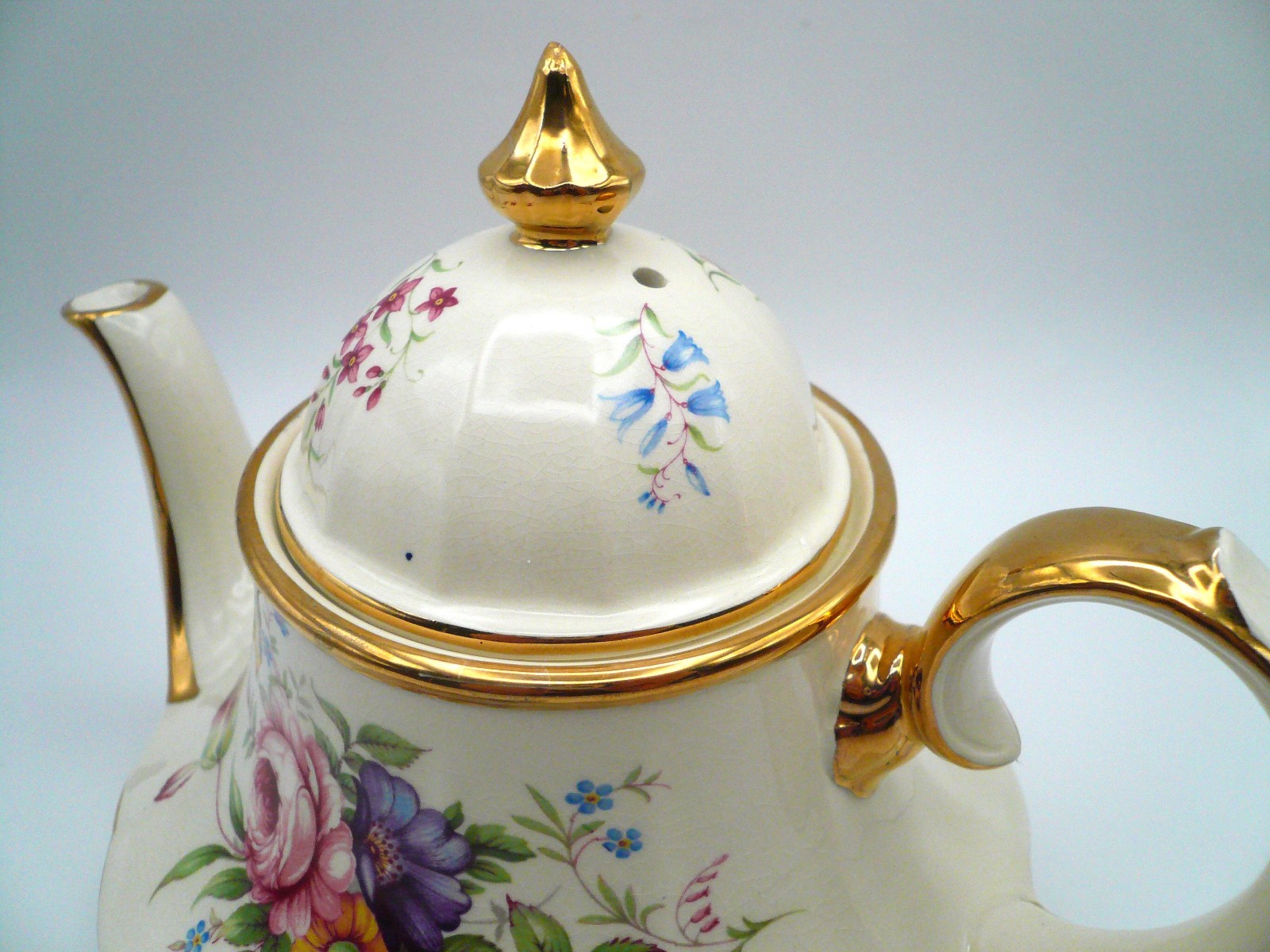 Sadler England Bell Shape Teapot # 3185 Mixed Floral Teapot