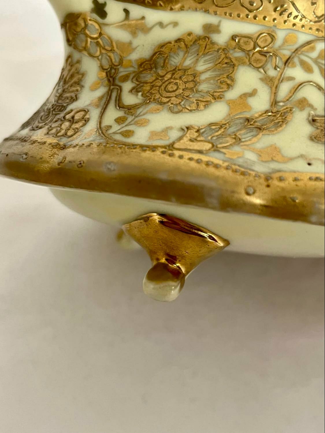 Vintage NIPPON Hand Painted Gold Encrusted Creamer and Sugar Bowl with Lid